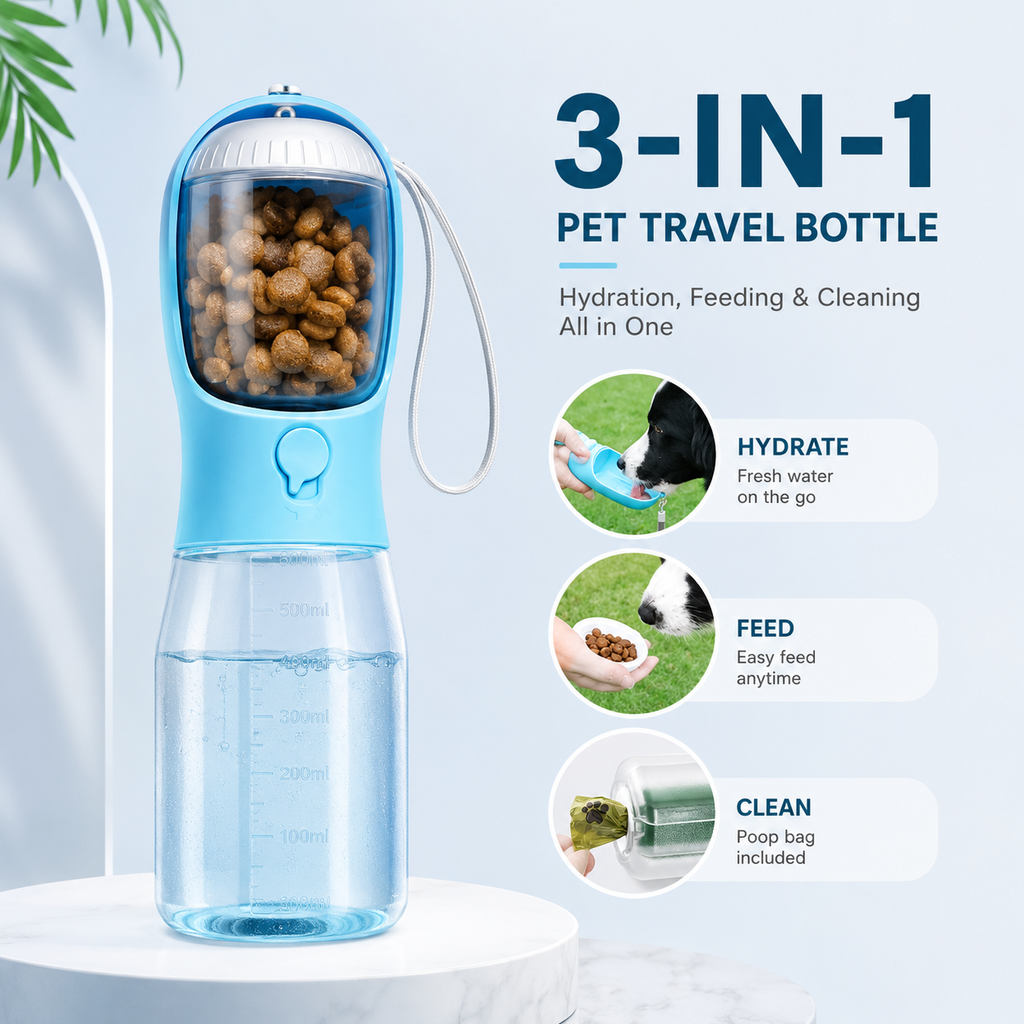 3-in-1 Portable Dog Water Bottle