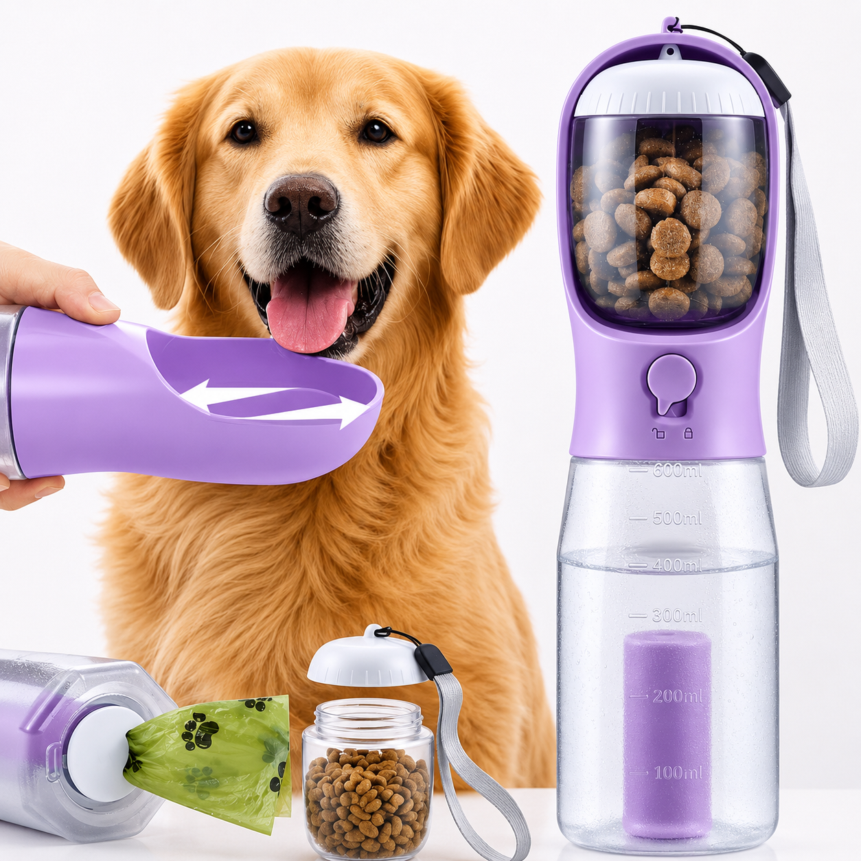 3-in-1 Portable Dog Water Bottle