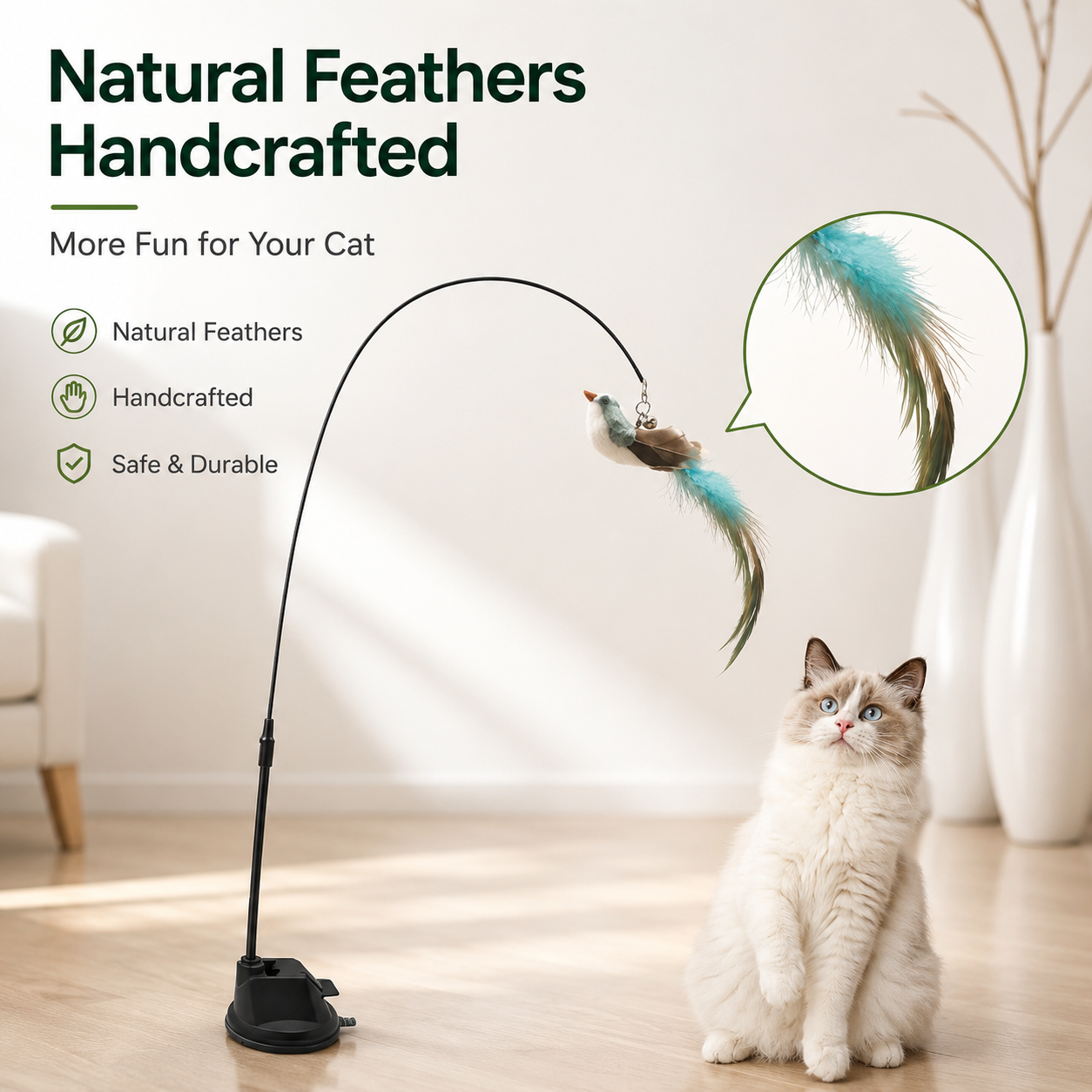 Auto & Manual Cat Wand Toy with Suction Cup