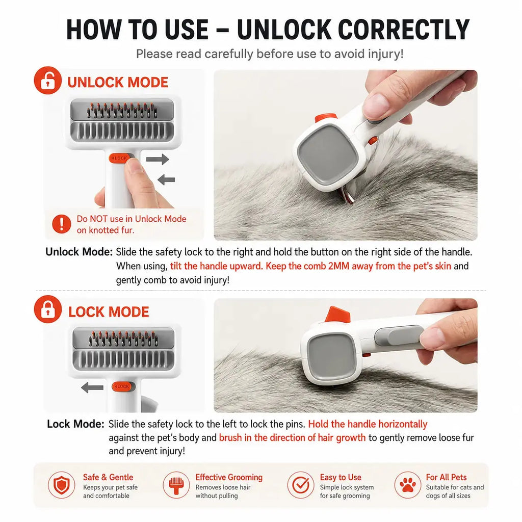 2-in-1 Pet Grooming Brush for Dogs & Cats Fursera