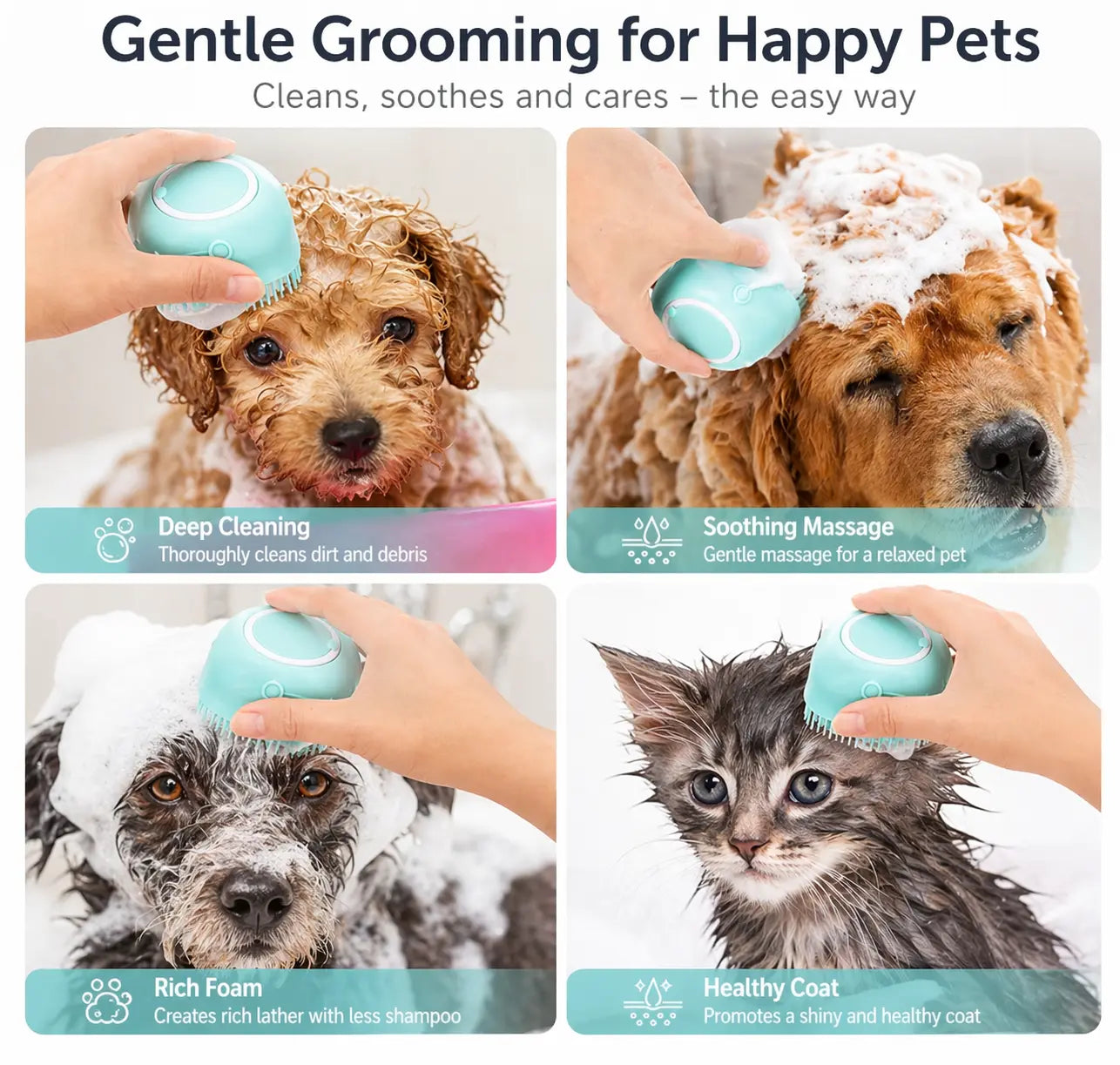 Dog Bath Brush – Silicone Shampoo Brush for Grooming STTM