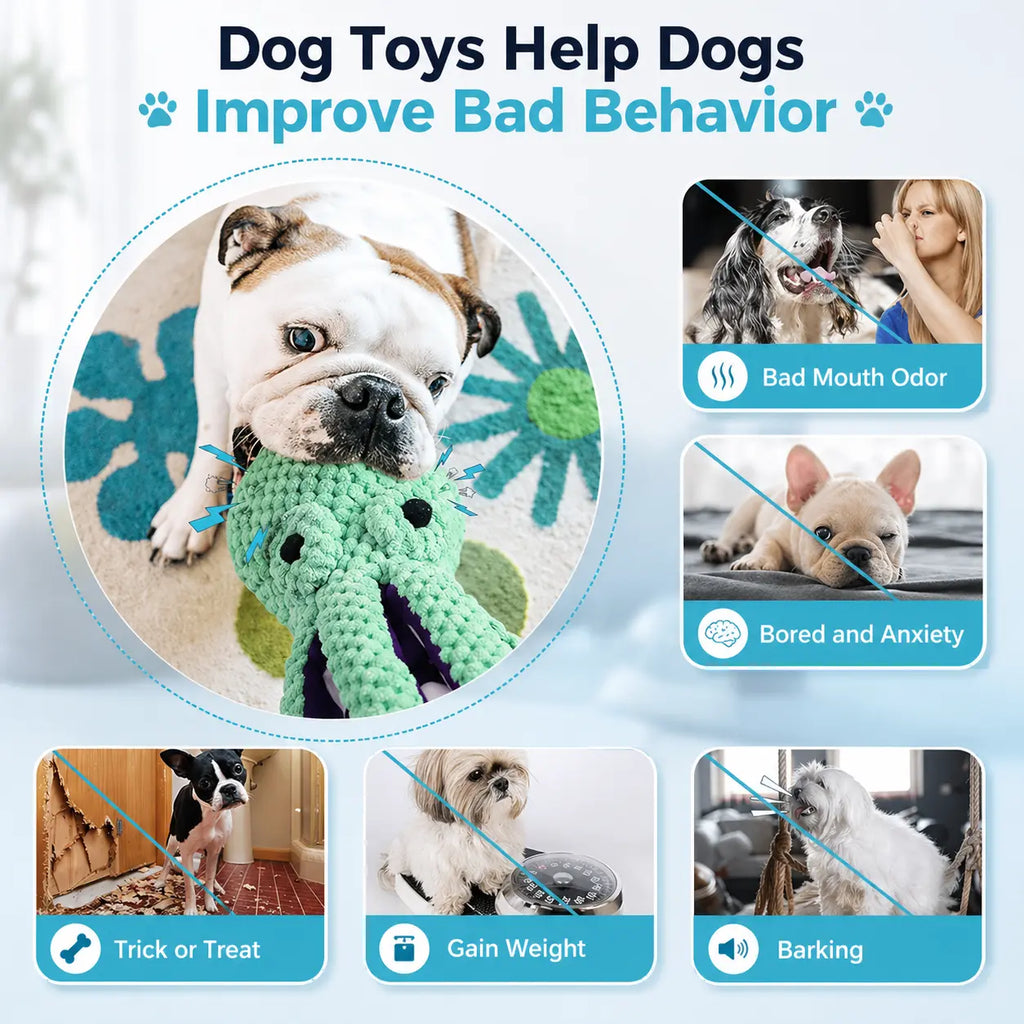 Squeaky Octopus Dog Toy Fursera