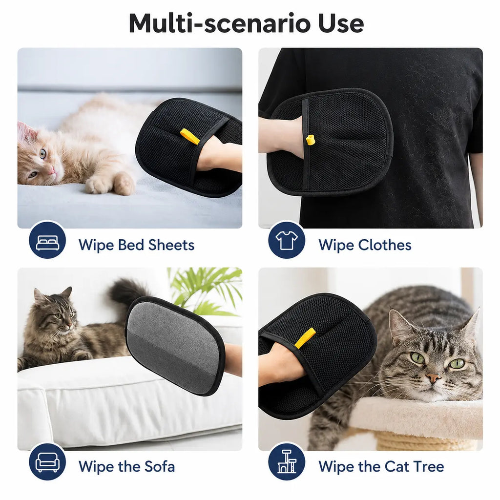 Pet Hair Removal Glove with Dual-Sided Electrostatic Bristles Fursera