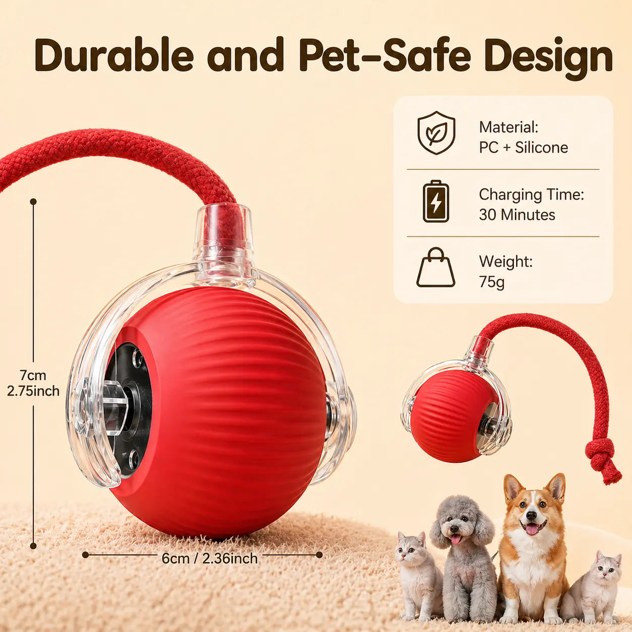 Rolling Fun Ball – Smart Interactive Pet Toy for Dogs & Cats Fursera