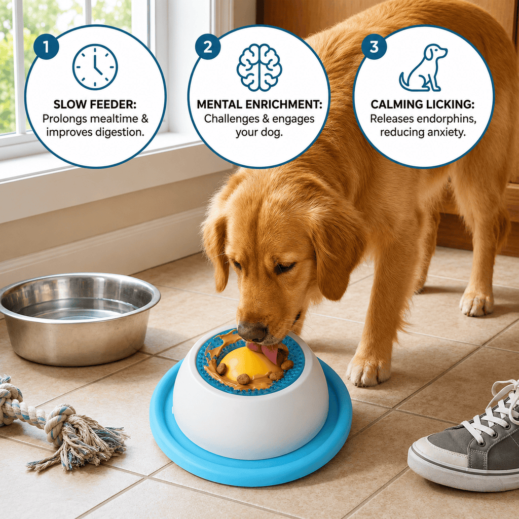 Slow Feeder Dog Bowl for Liquid Treats Non-Slip & Easy Clean
