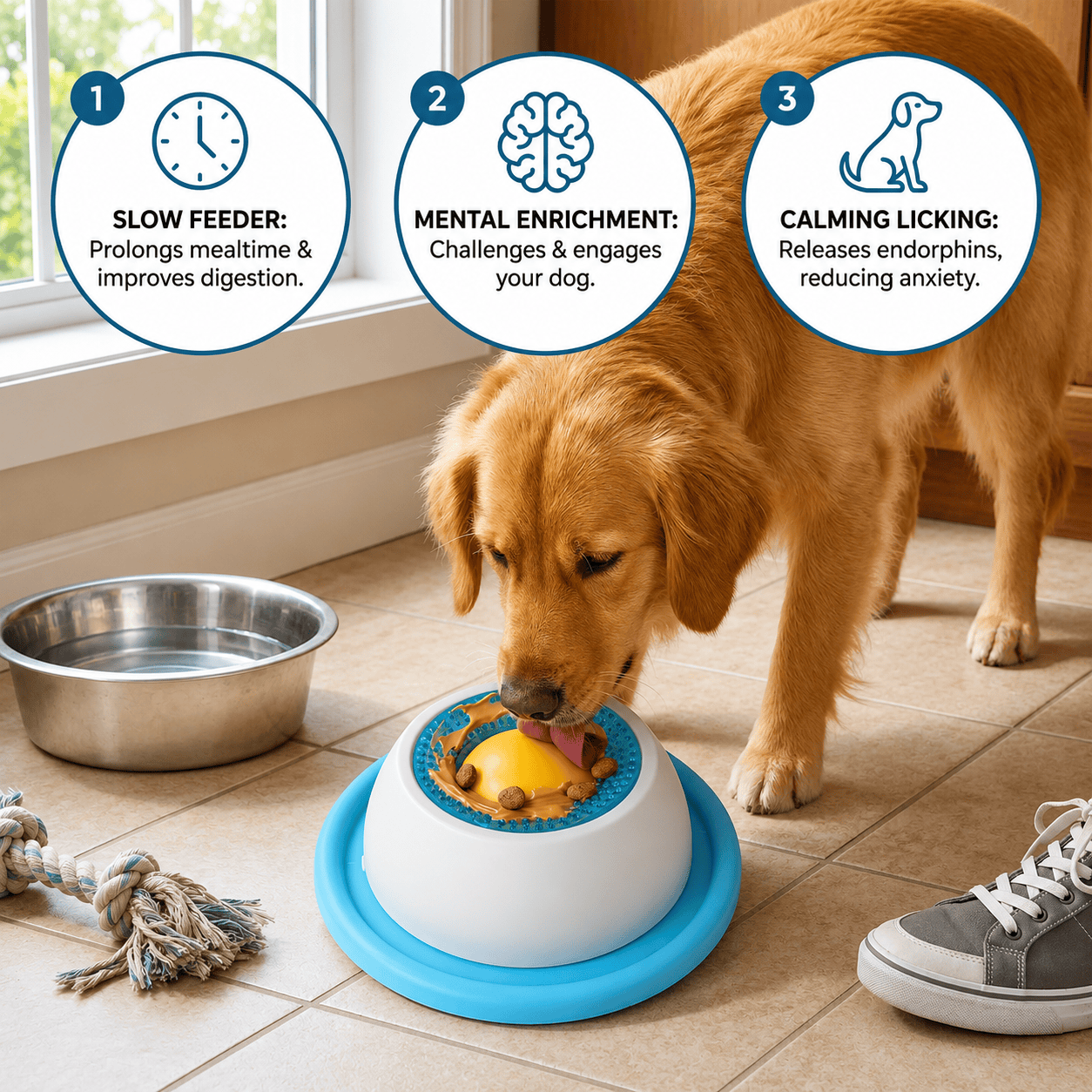 Slow Feeder Dog Bowl for Liquid Treats Non-Slip & Easy Clean