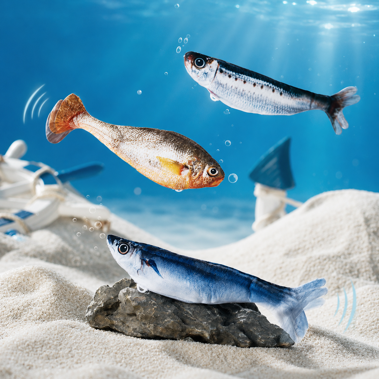 Electric Realistic Flopping Fish Cat Toys – 3 Pack