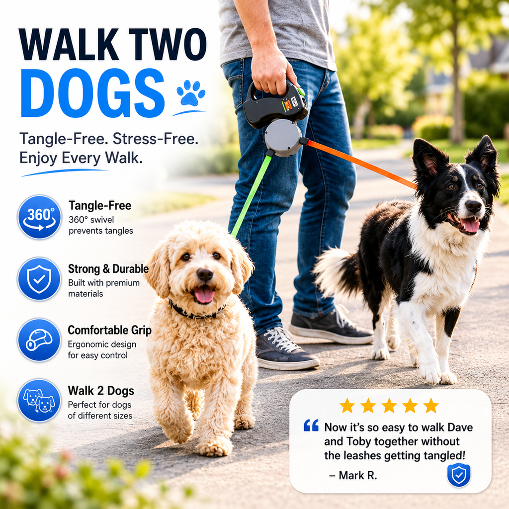 Tangle-Free Two-in-One Retractable Dog Leash