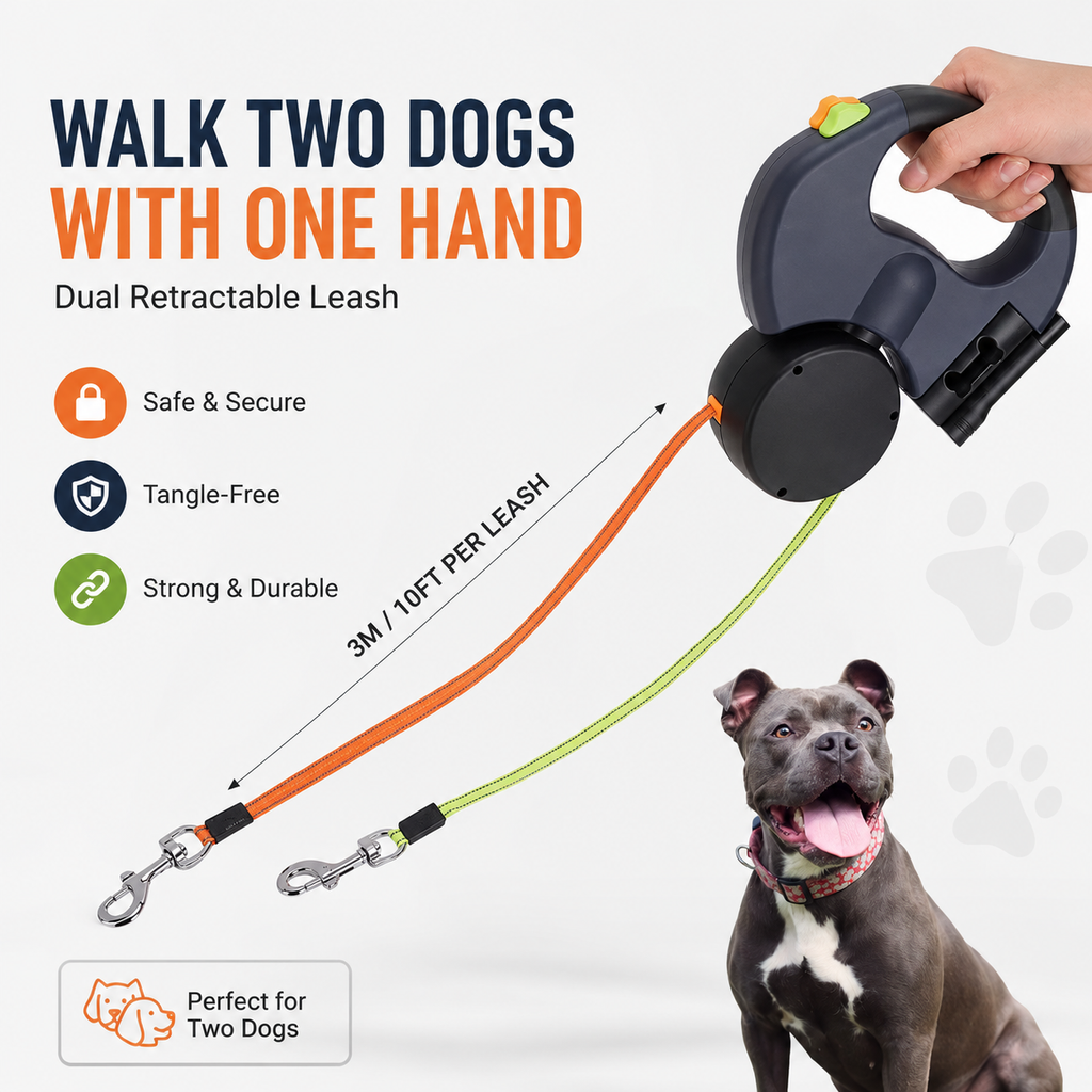 Tangle-Free Two-in-One Retractable Dog Leash