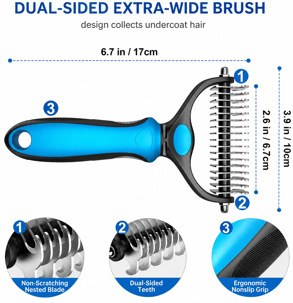 Dog Grooming Comb – Shedding & Detangling Tool