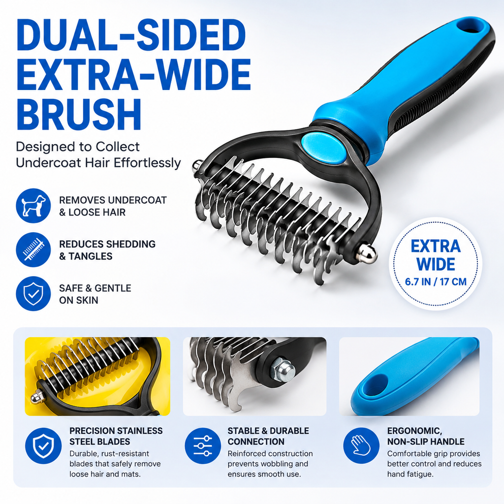 Dog Grooming Comb – Shedding & Detangling Tool