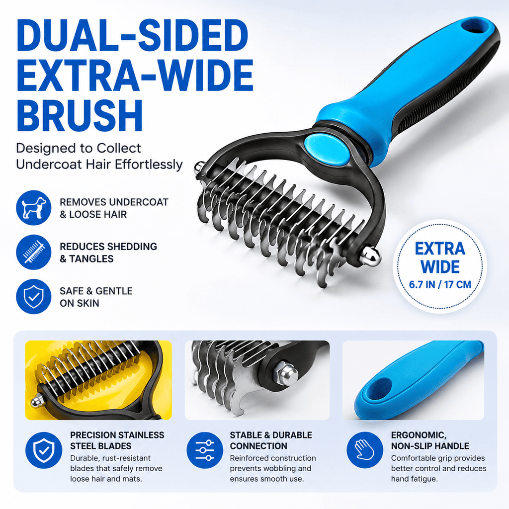 Dog Grooming Comb – Shedding & Detangling Tool