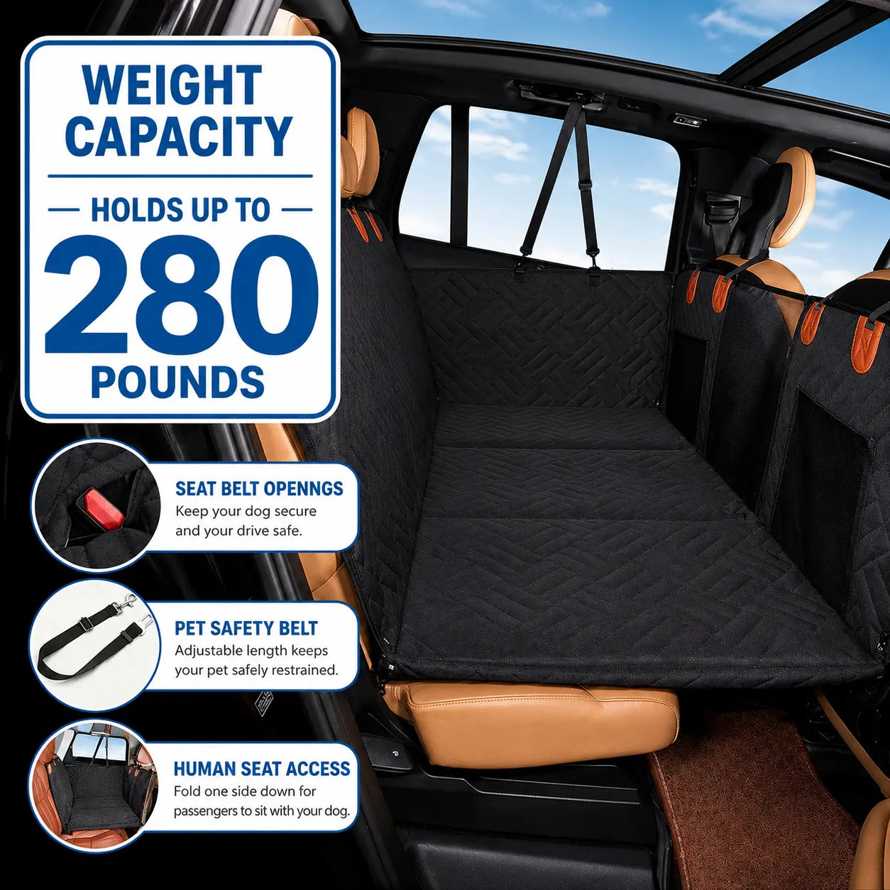 Hard Bottom Dog Car Seat Extender Fursera