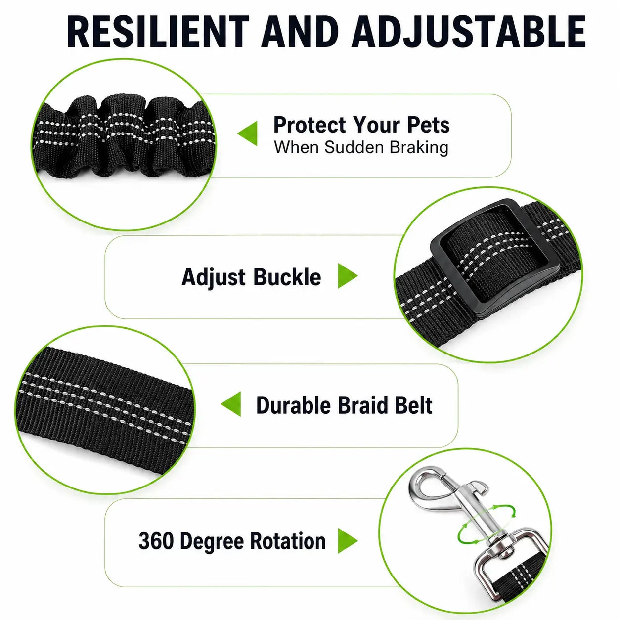 Dog Seat Belt – Shockproof Adjustable Car Safety Leash Fursera