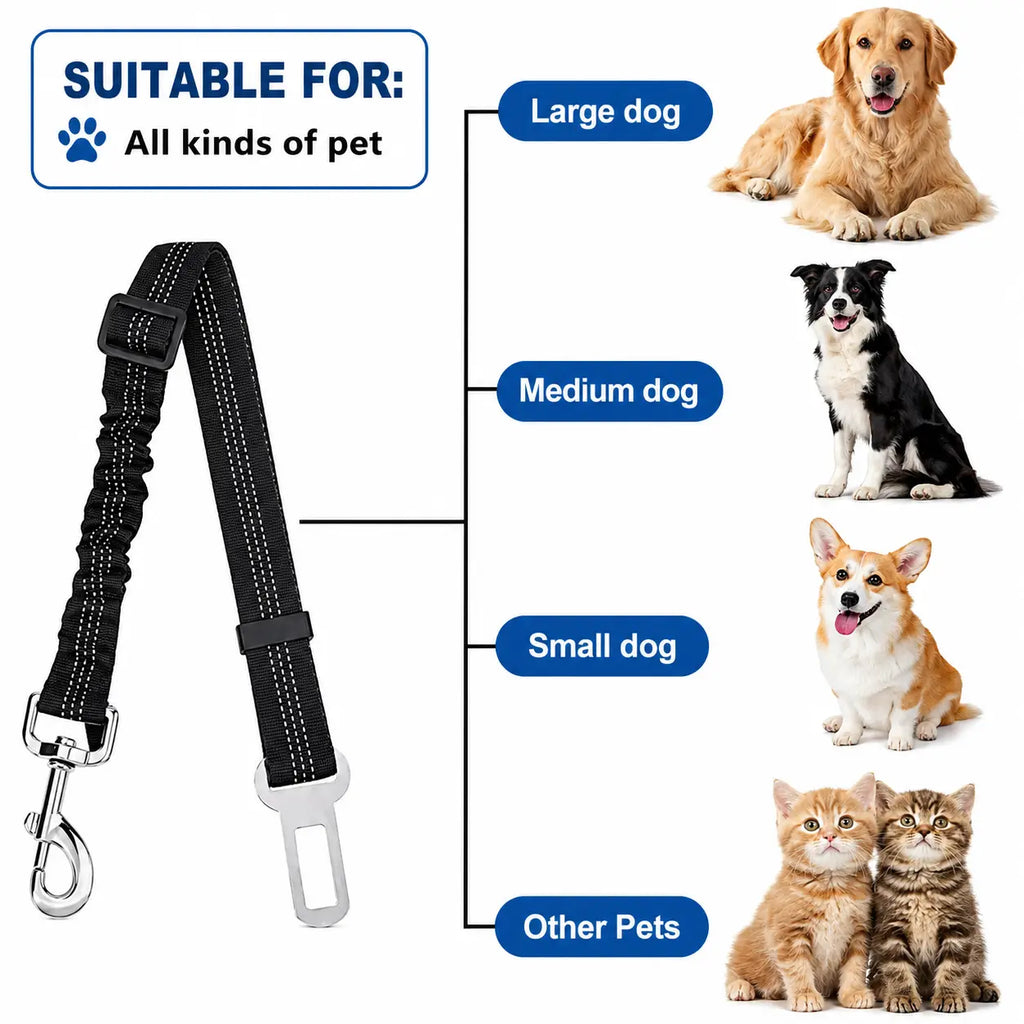 Dog Seat Belt – Shockproof Adjustable Car Safety Leash Fursera
