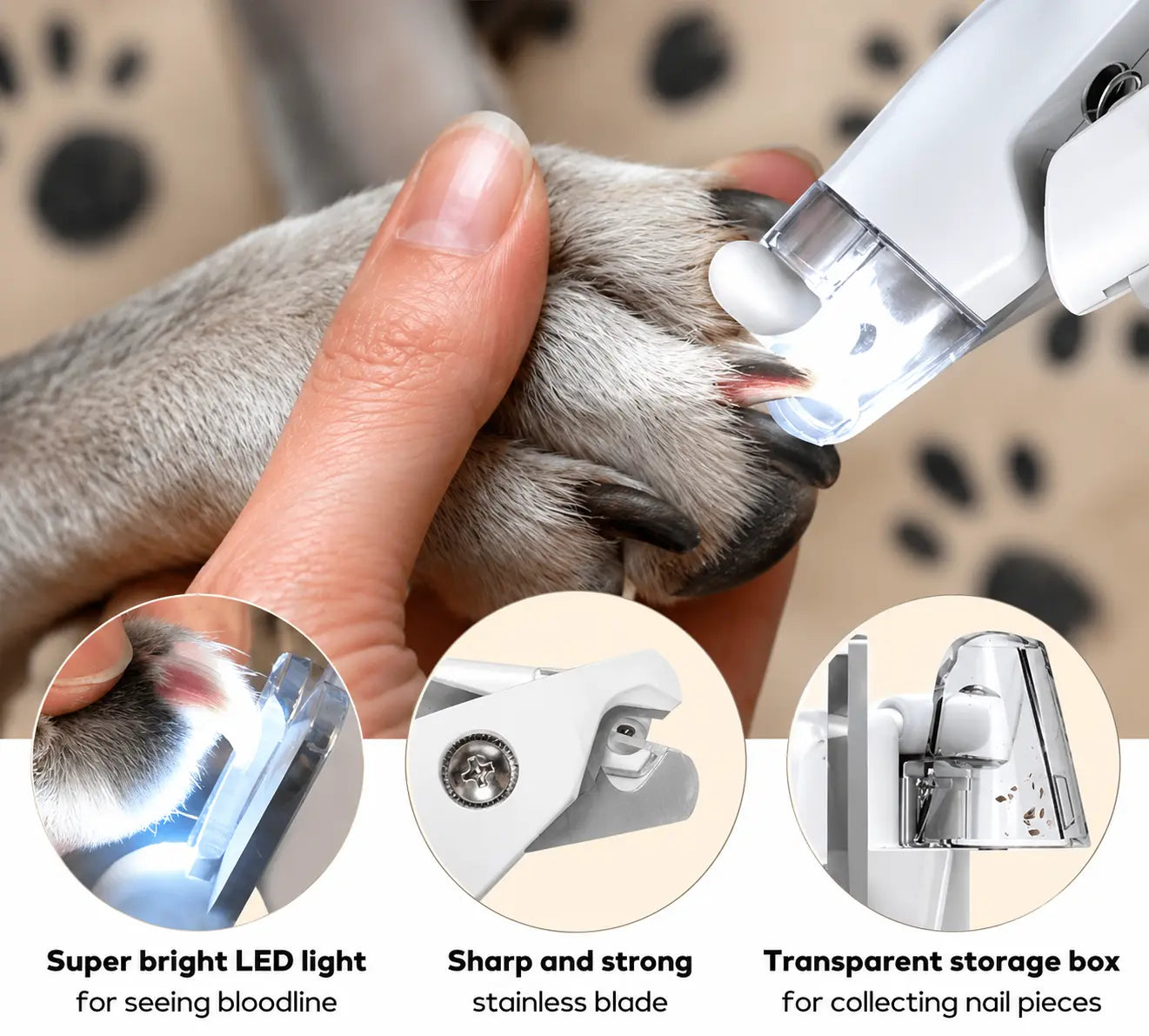 2-in-1 Pet Nail Trimmer & Grinder with LED Light