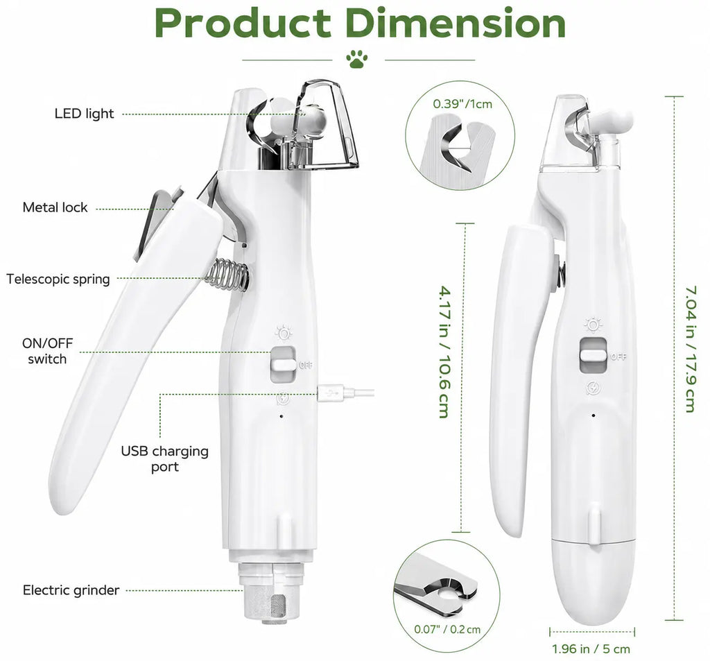 2-in-1 Pet Nail Trimmer & Grinder with LED Light