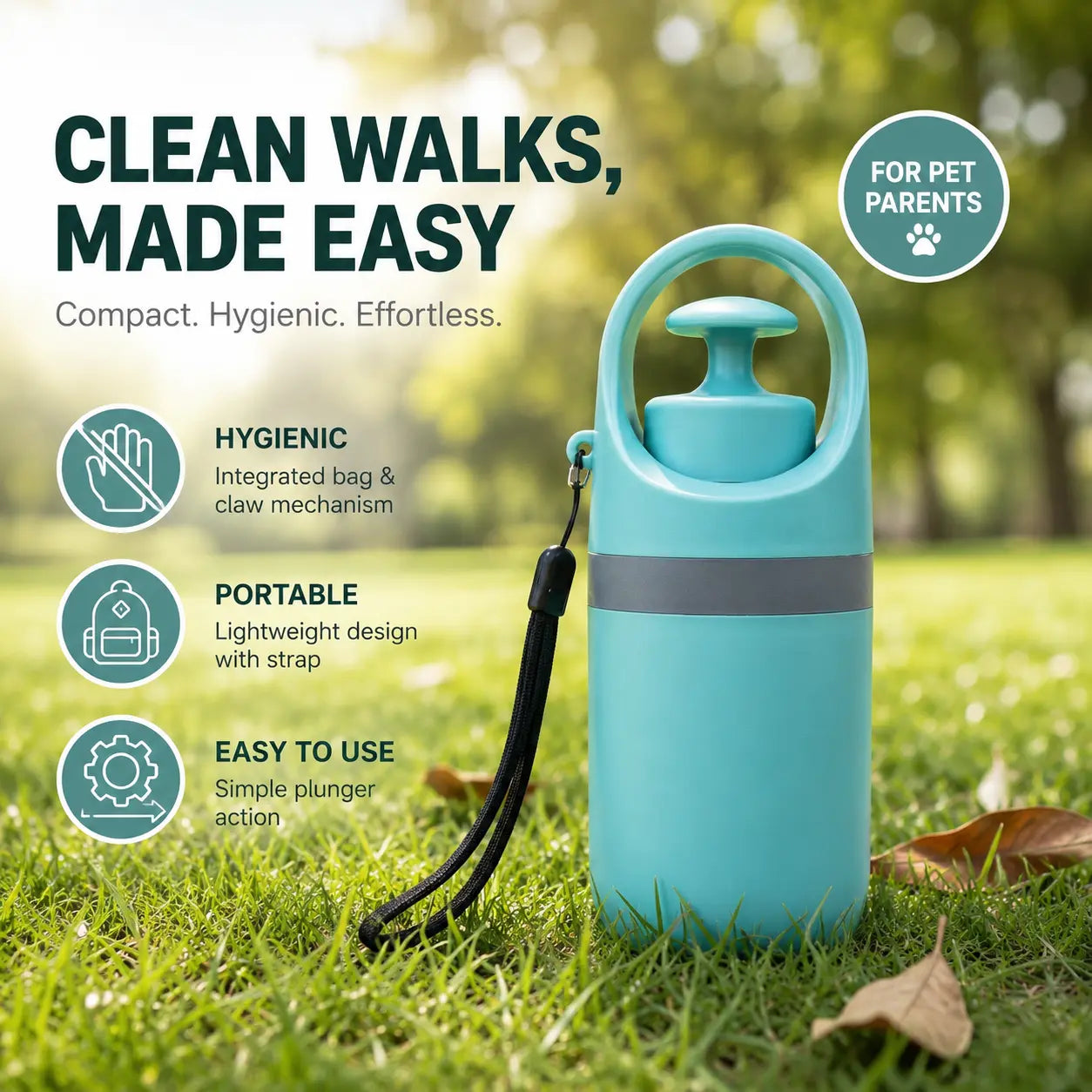 Dog Poop Scooper with Bags | Portable Pet Waste Cleaner