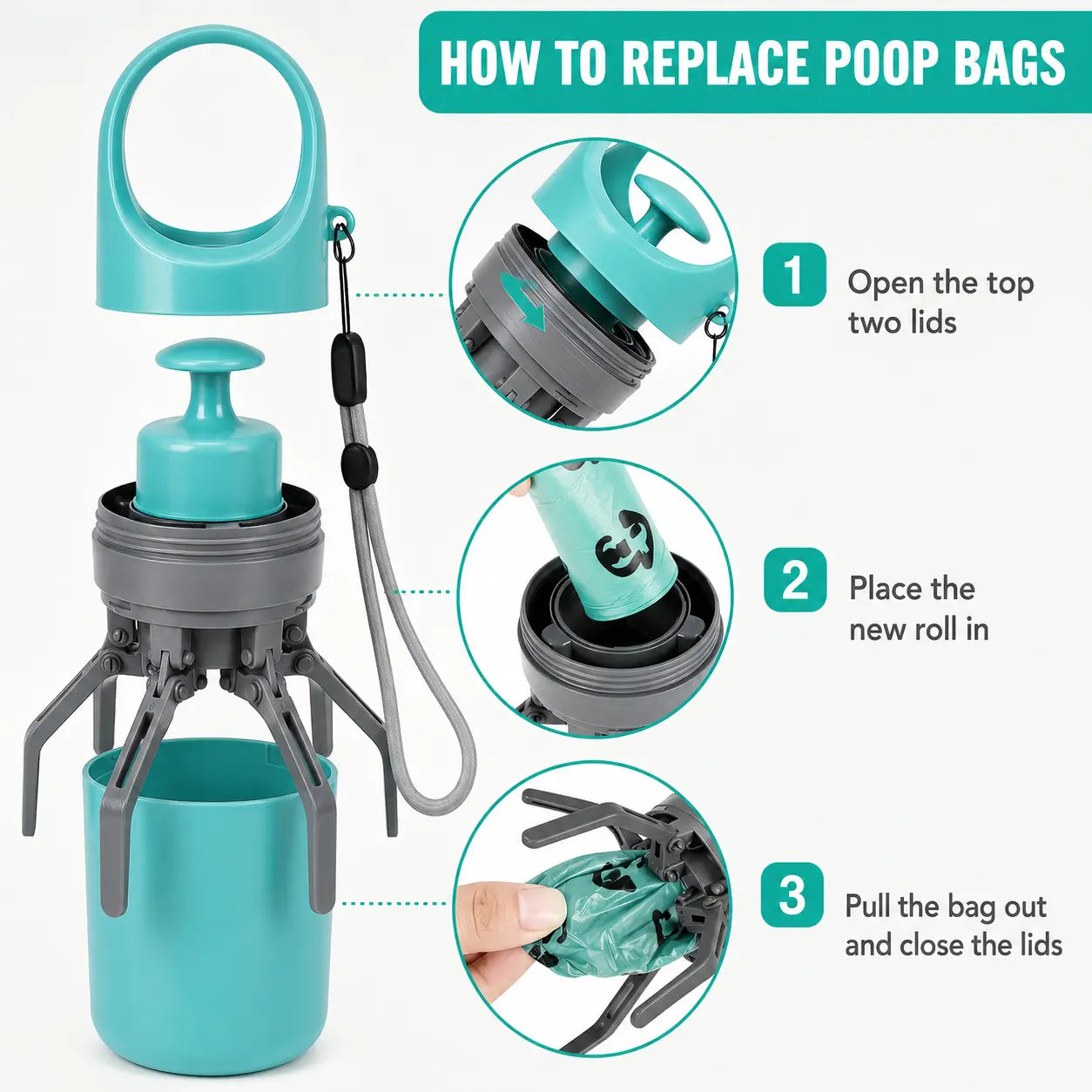 Dog Poop Scooper with Bags | Portable Pet Waste Cleaner