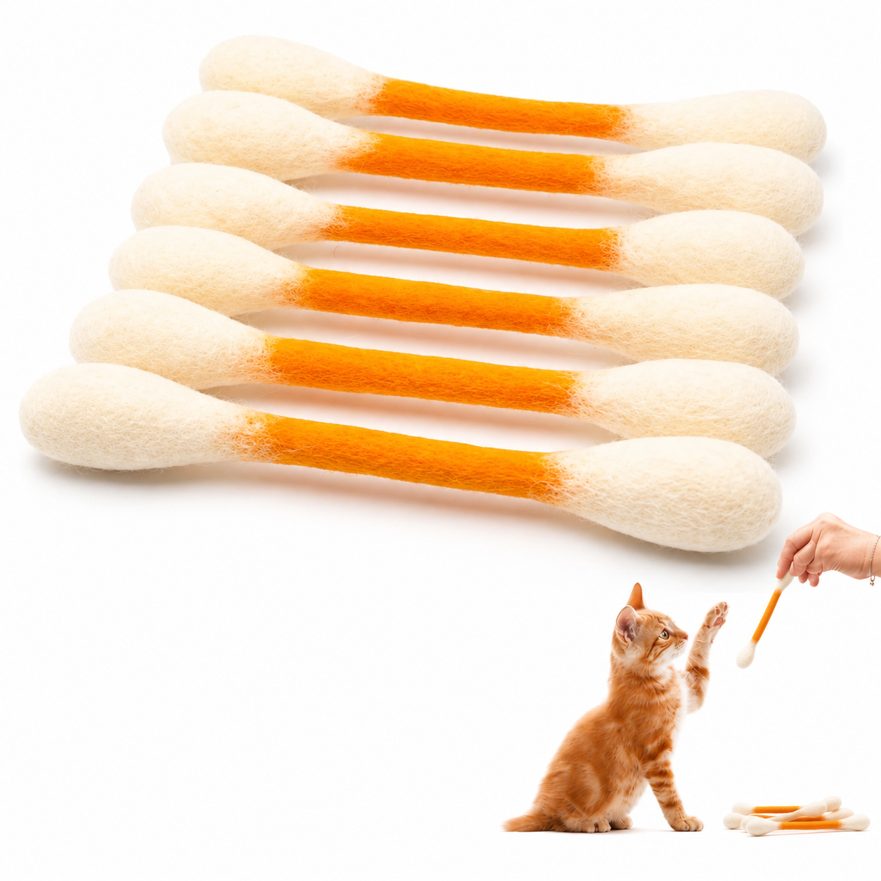 Giant Q Tip Cat Toy with Catnip (6PCS)