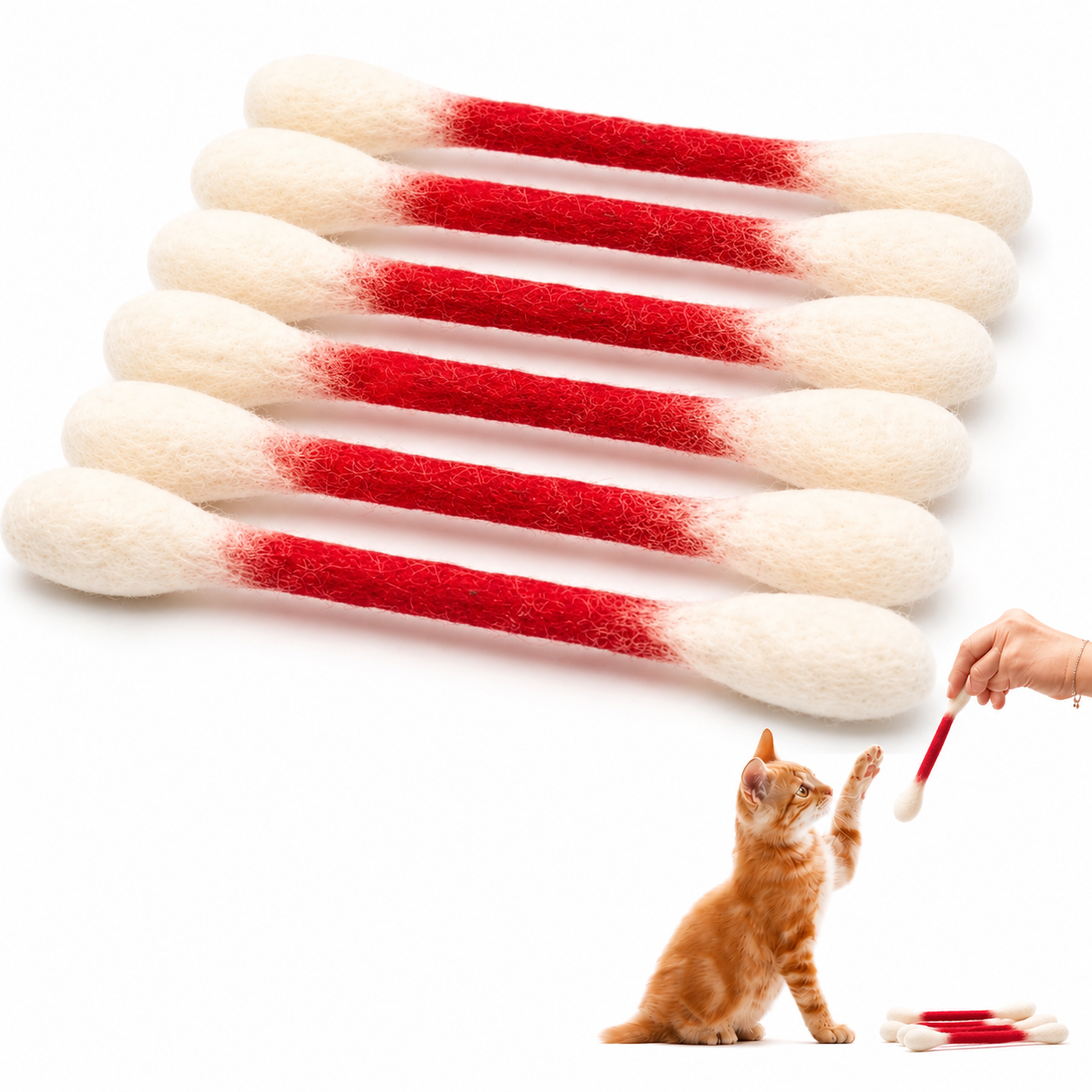 Giant Q Tip Cat Toy with Catnip (6PCS)