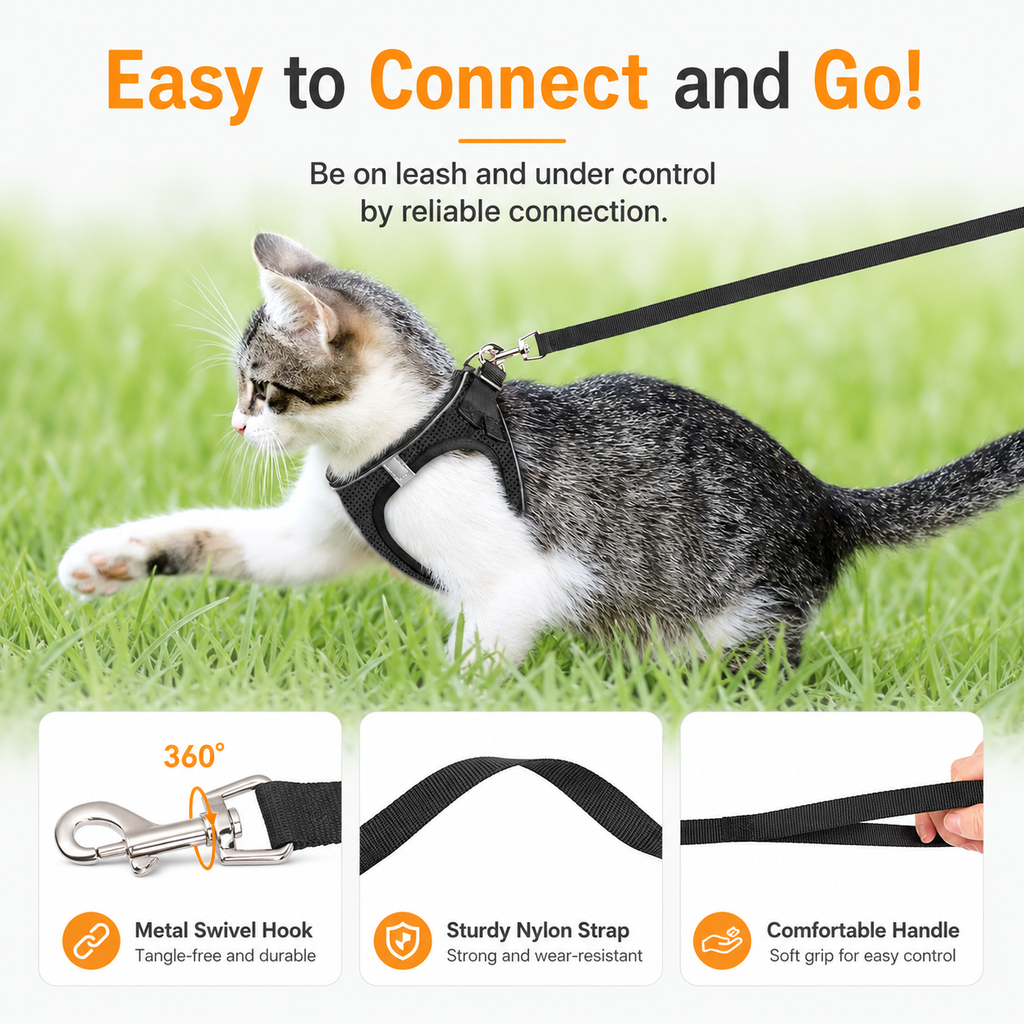 Breathable Adjustable Pet Harness &amp; Leash Set
