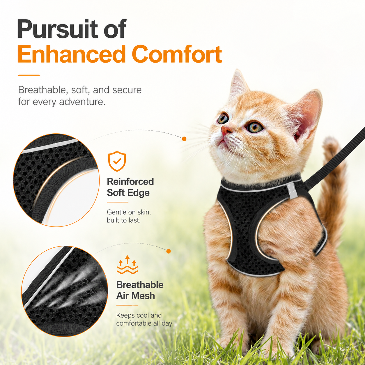 Breathable Adjustable Pet Harness &amp; Leash Set