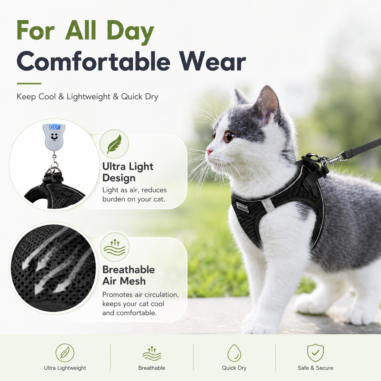 Breathable Adjustable Pet Harness &amp; Leash Set