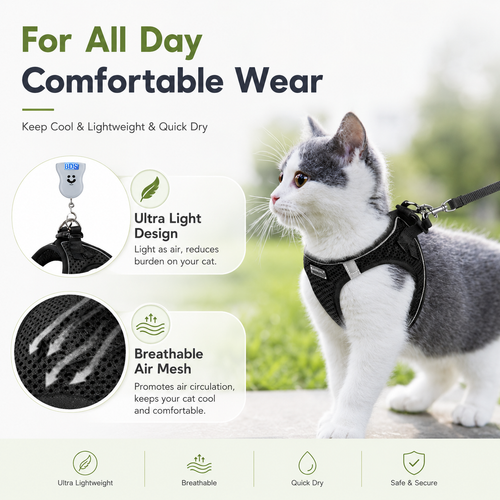 Breathable Adjustable Pet Harness &amp; Leash Set