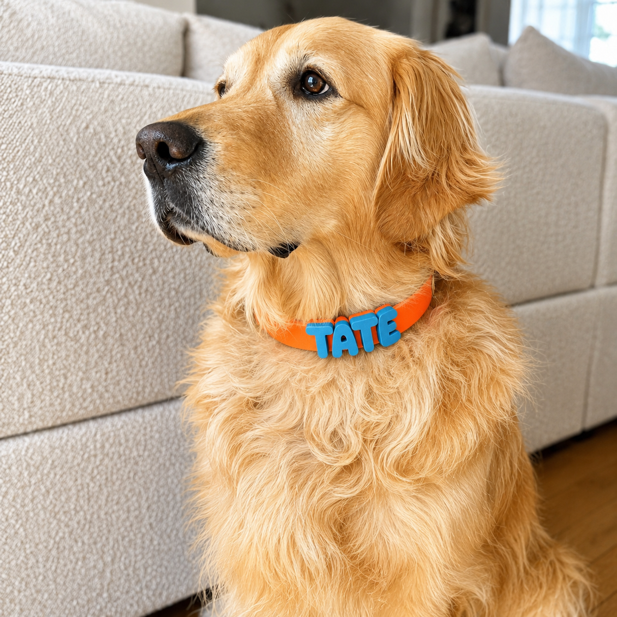 Waterproof Dog Collar with Custom Name Charms