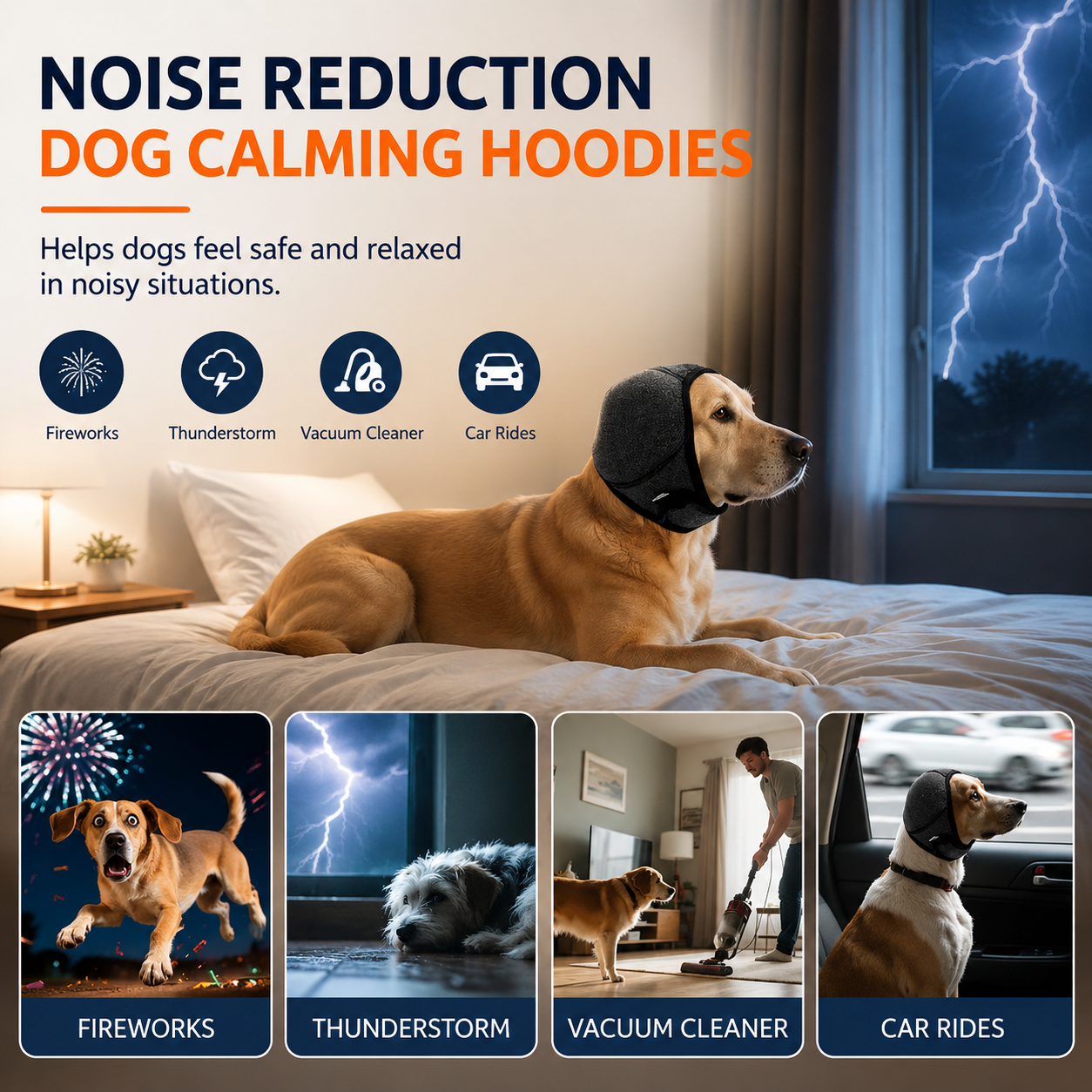 Calming Dog Ear Wrap for Fireworks, Thunder & Anxiety Relief