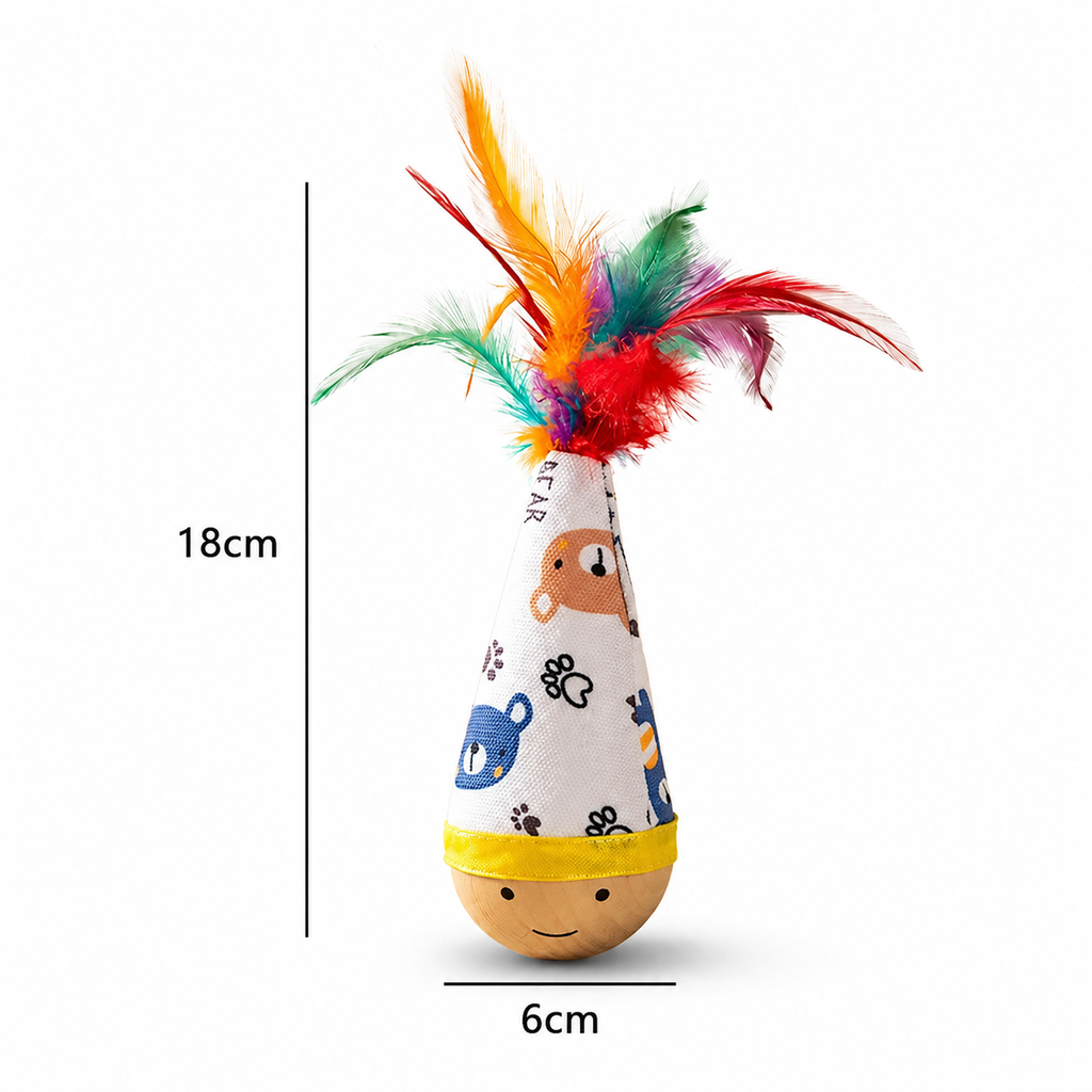 Interactive Wooden Wobble Cat Toy