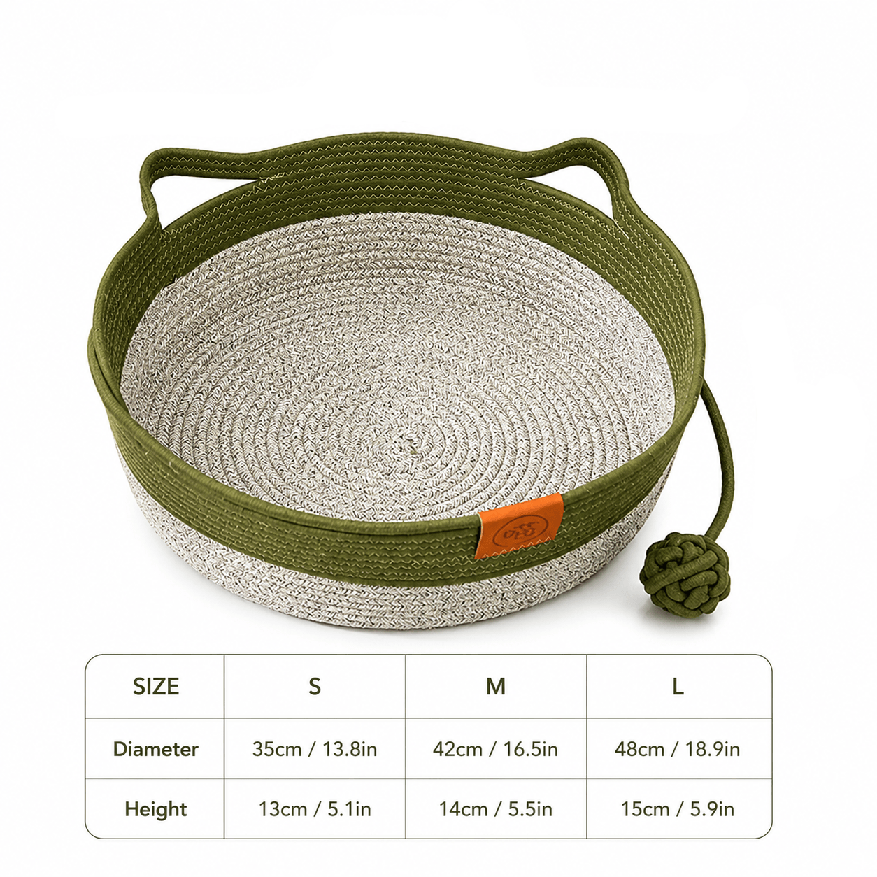 Handwoven Cotton Rope Cat Basket Bed with Scratcher & Hanging Toy