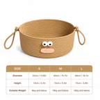Handwoven Cotton Rope Cat Basket Bed with Scratcher & Hanging Toy