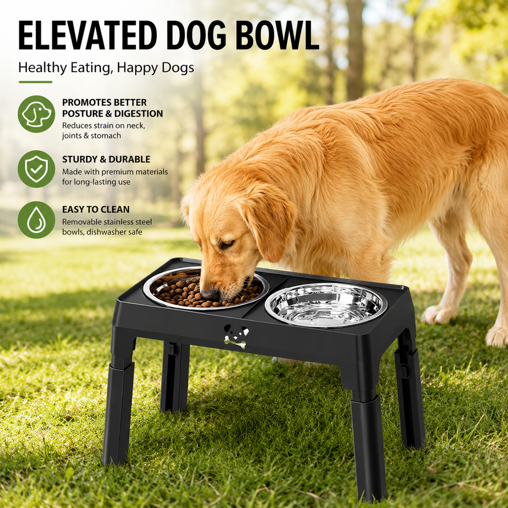 5-Height Adjustable Elevated Dog Bowls