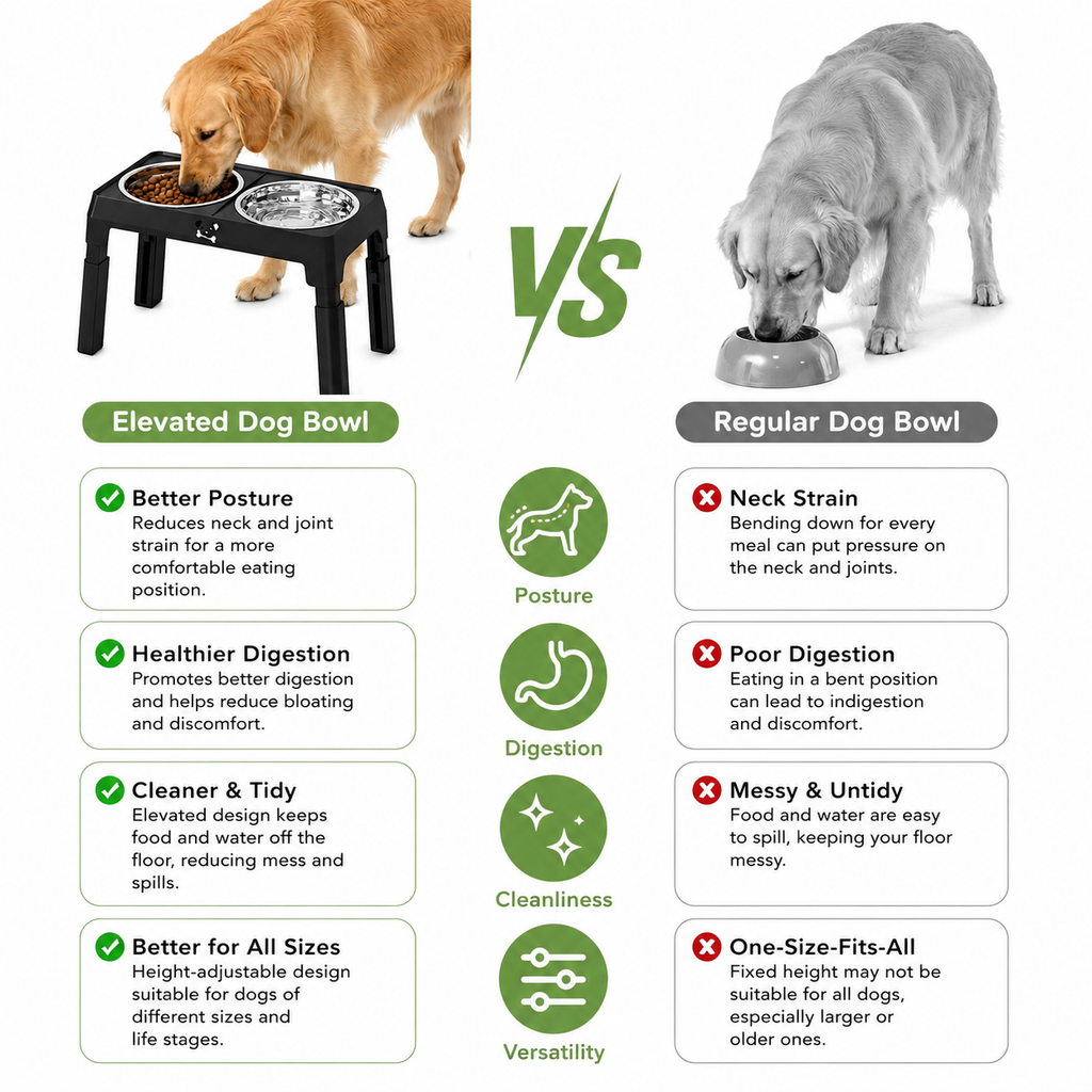 5-Height Adjustable Elevated Dog Bowls