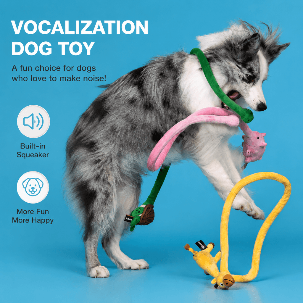 Long Plush Squeaky Dog Toy – Durable Interactive Tug-of-War Chew Toy