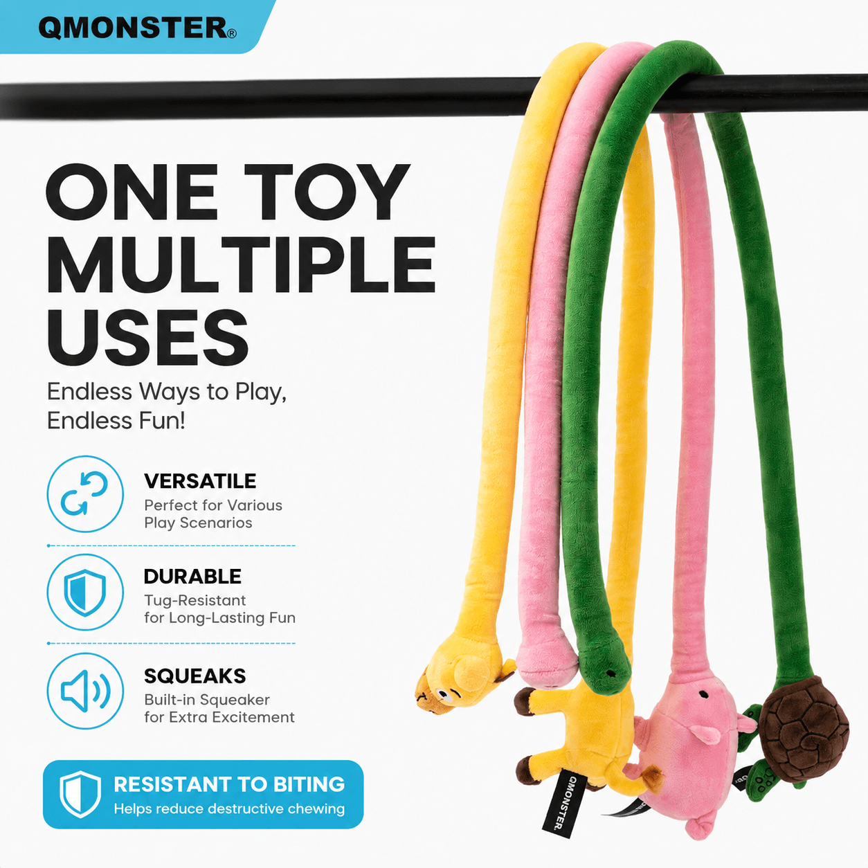 Long Plush Squeaky Dog Toy – Durable Interactive Tug-of-War Chew Toy
