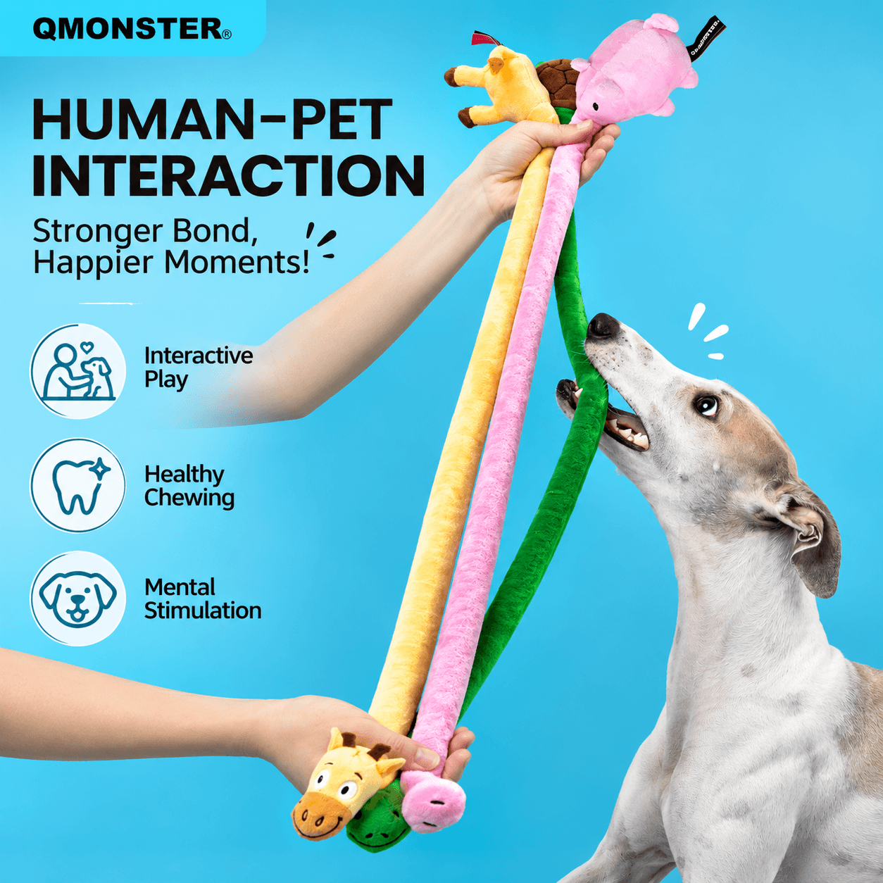 Long Plush Squeaky Dog Toy – Durable Interactive Tug-of-War Chew Toy