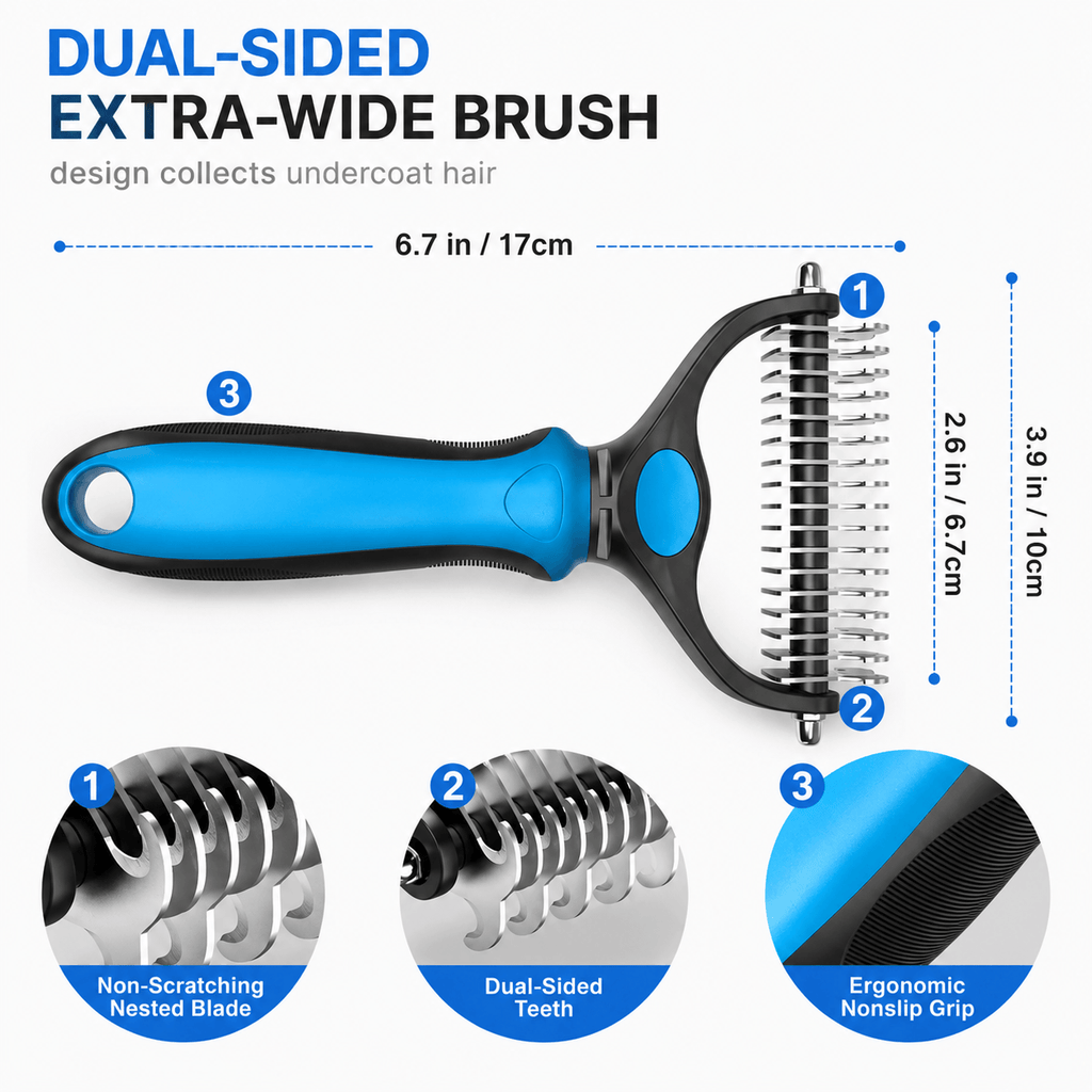 Dog Grooming Comb – Shedding & Detangling Tool Fursera
