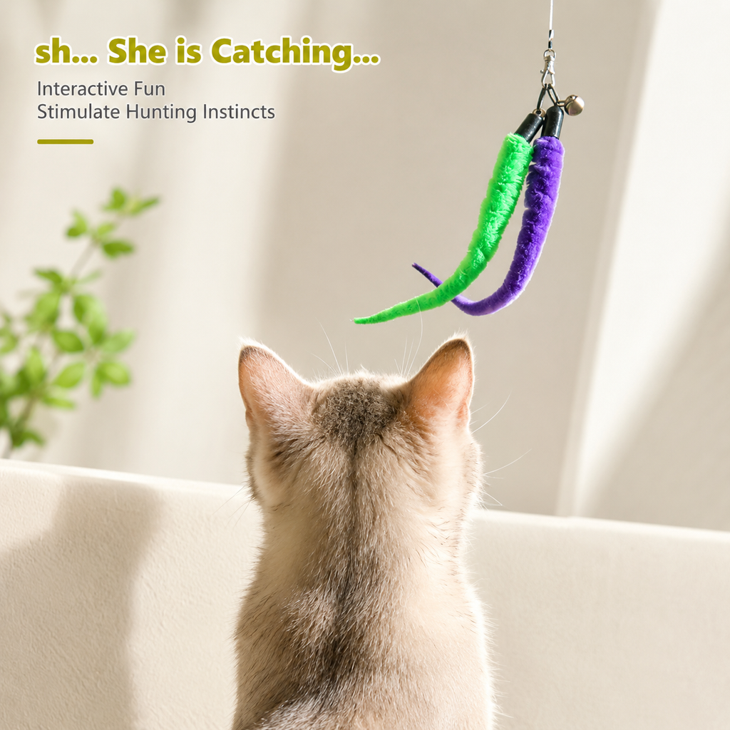 Interactive Cat Wand Toy Set - 2PCS Retractable Wand Toy and 9PCS Cat Feather Toys Refills