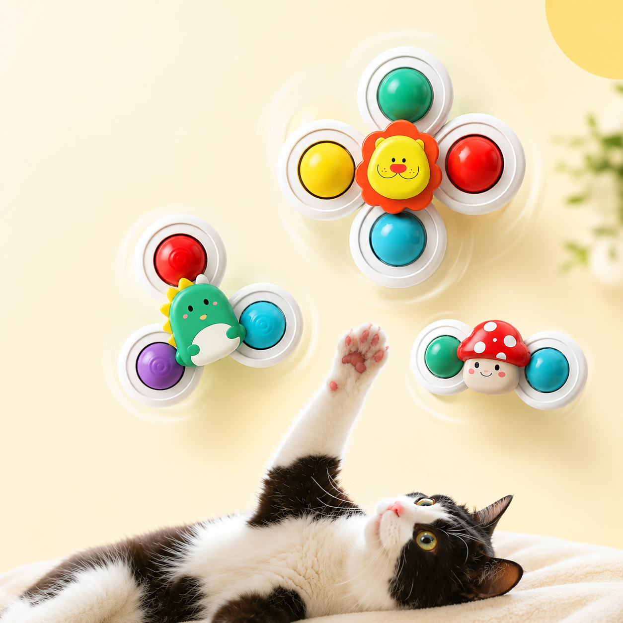 Interactive Suction Cup Cat Spinner Toy for Window & Glass | Rotating Cat Enrichment Toy