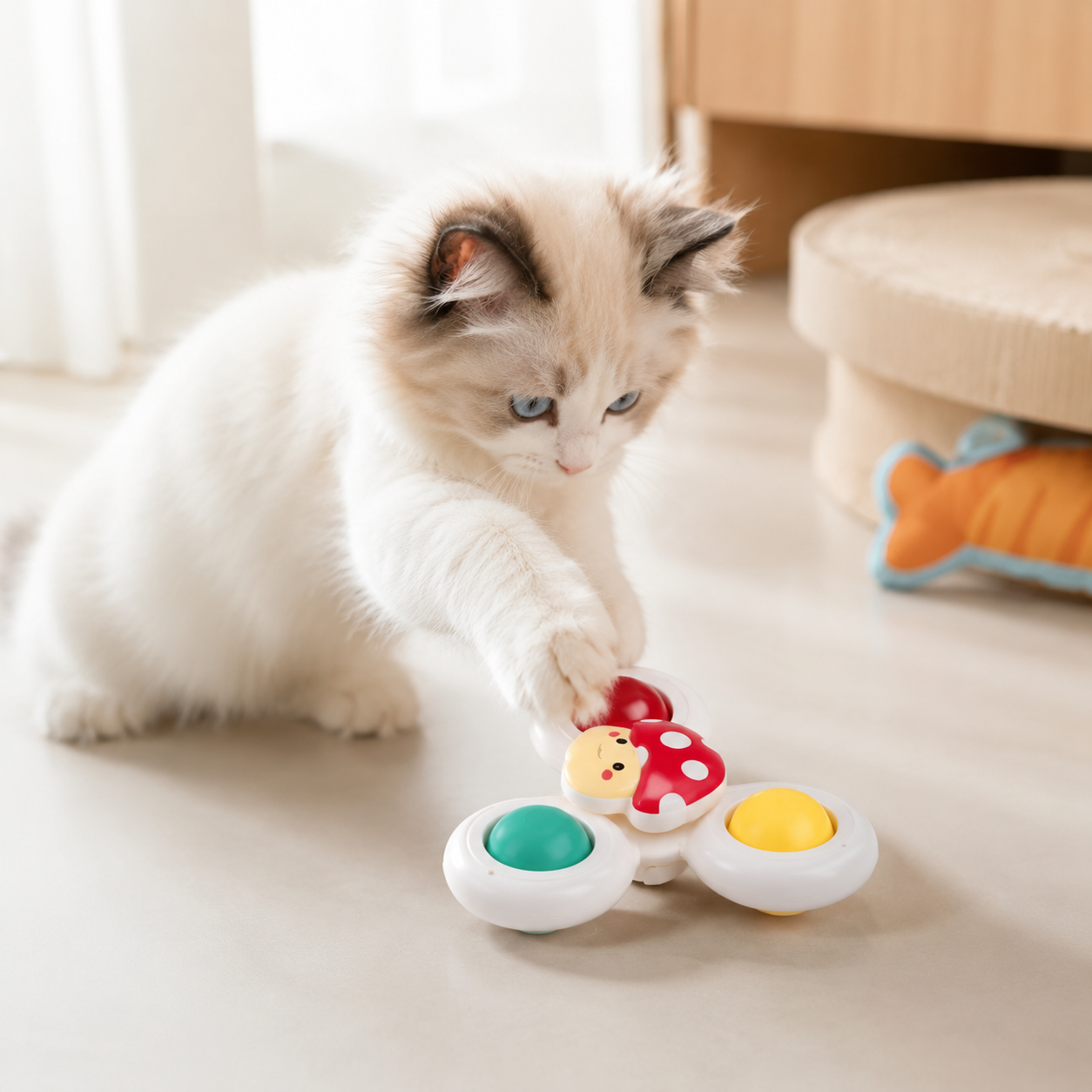 Interactive Suction Cup Cat Spinner Toy for Window & Glass | Rotating Cat Enrichment Toy