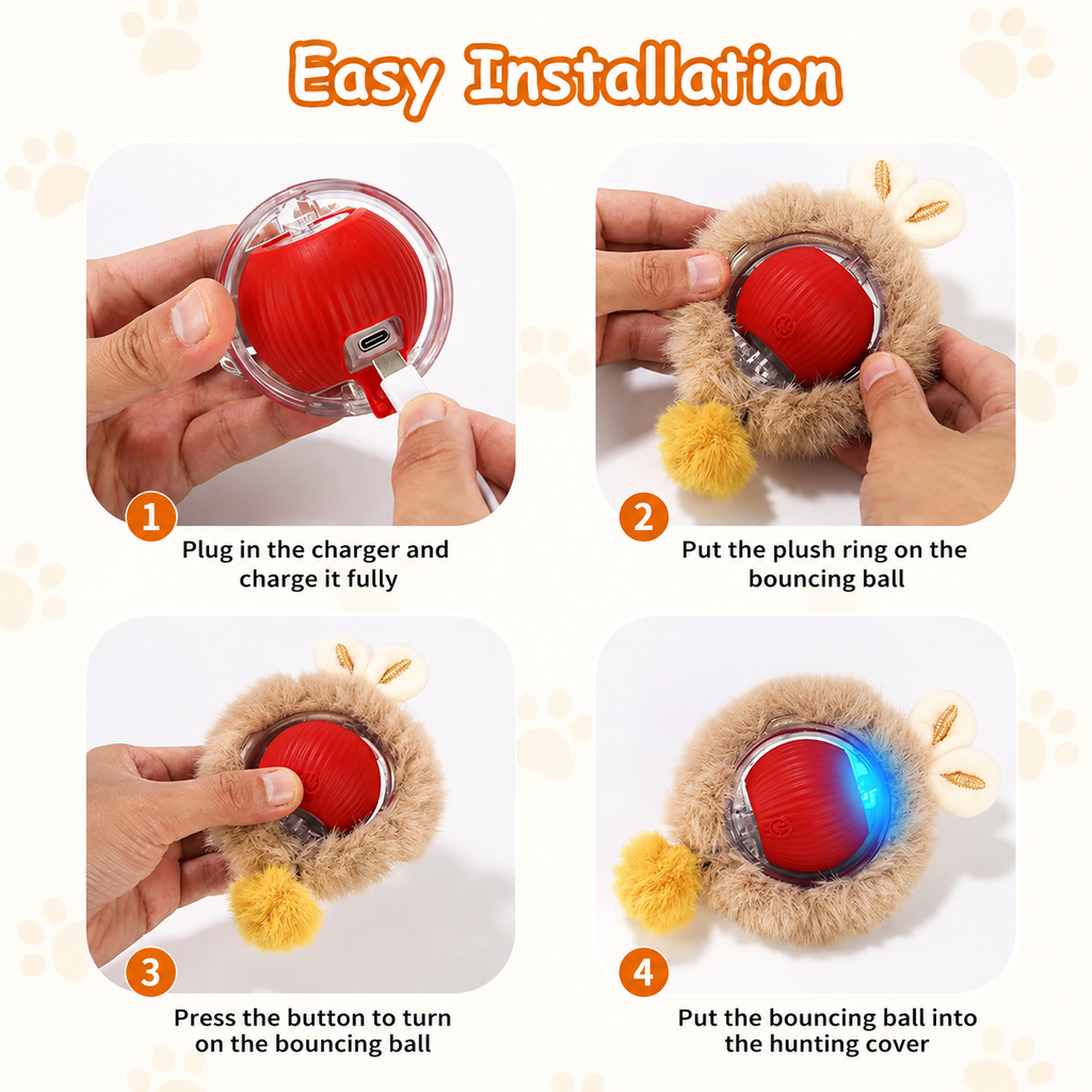 Plush Rolling Fun Ball – Smart Interactive Pet Toy for Dogs & Cats