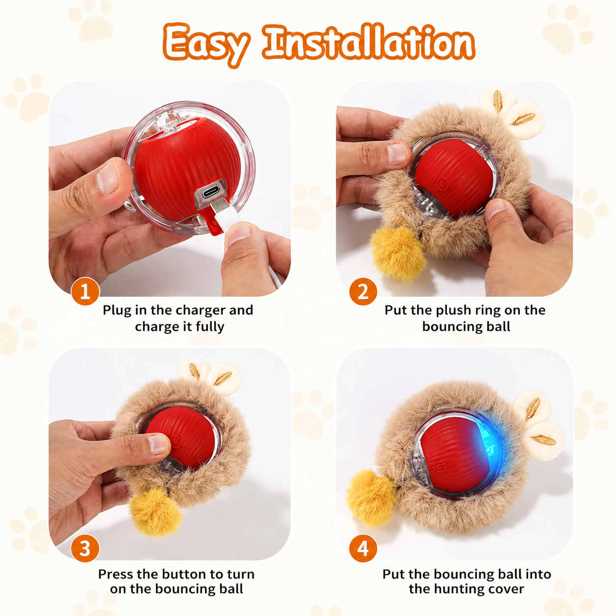 Plush Rolling Fun Ball – Smart Interactive Pet Toy for Dogs & Cats