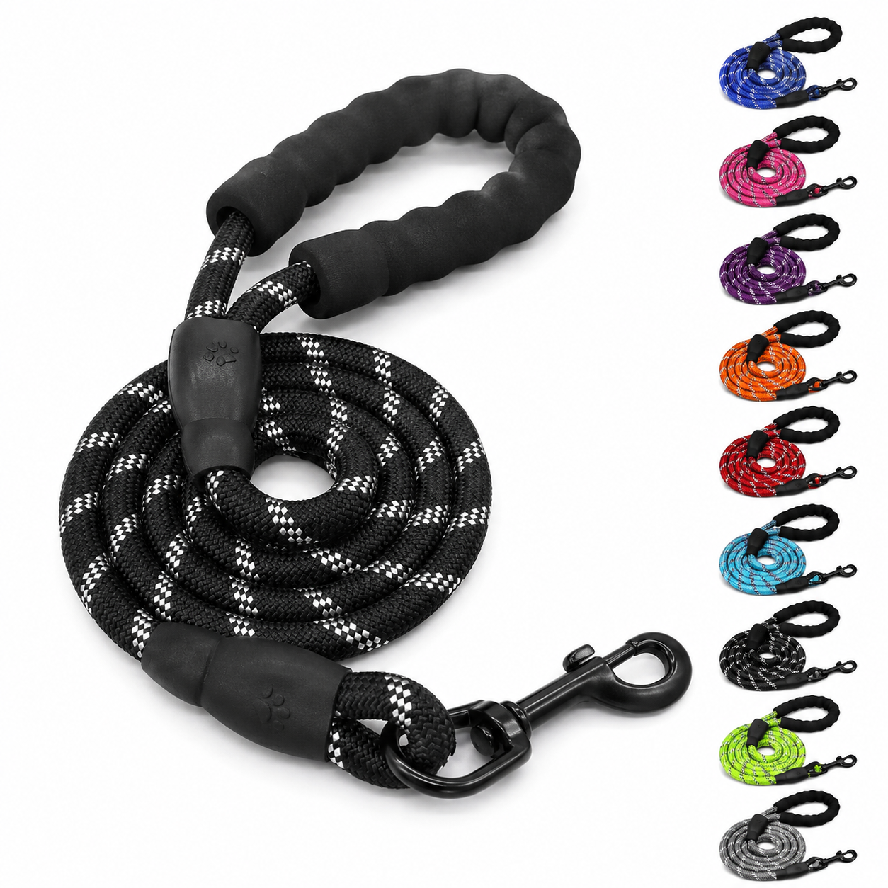 Reflective Nylon Dog Leash with Soft Padded Handle