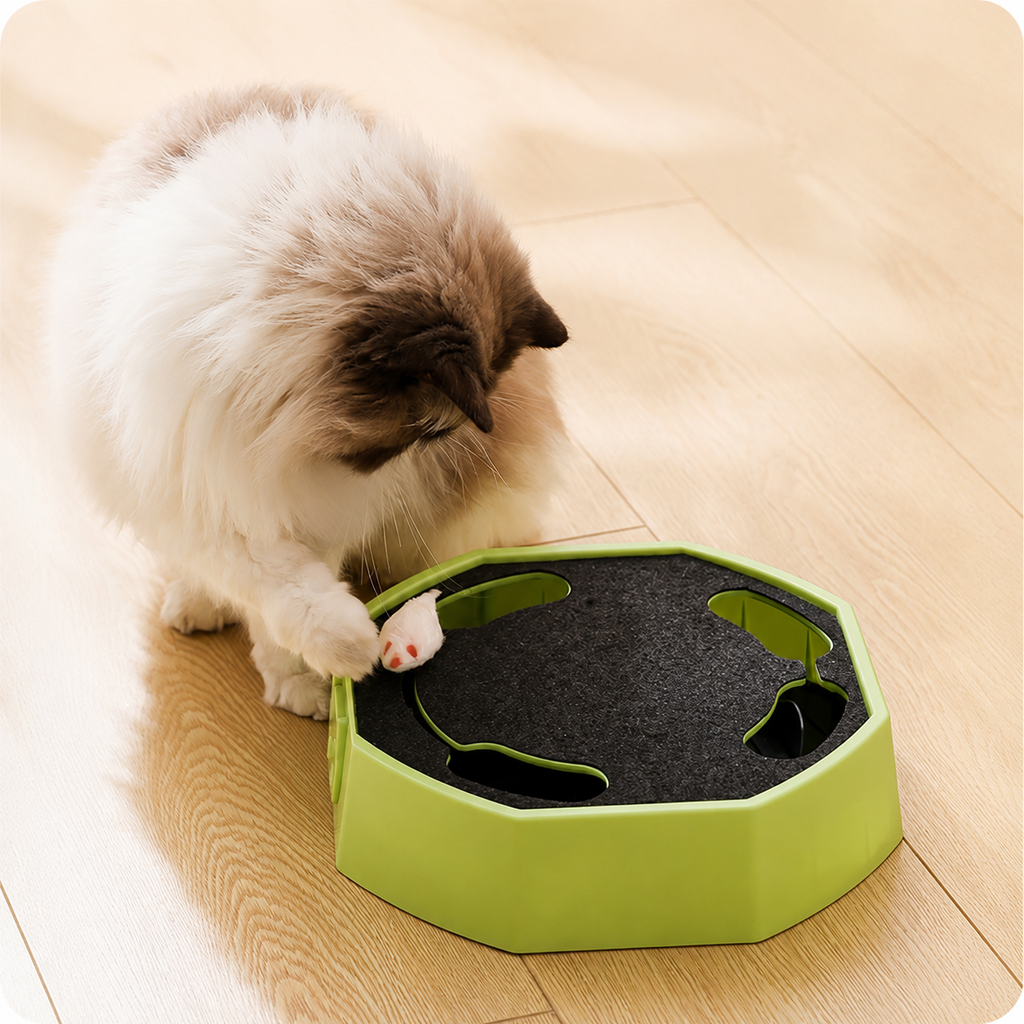 Automatic Cat Scratcher Toy with Moving Plush Mouse