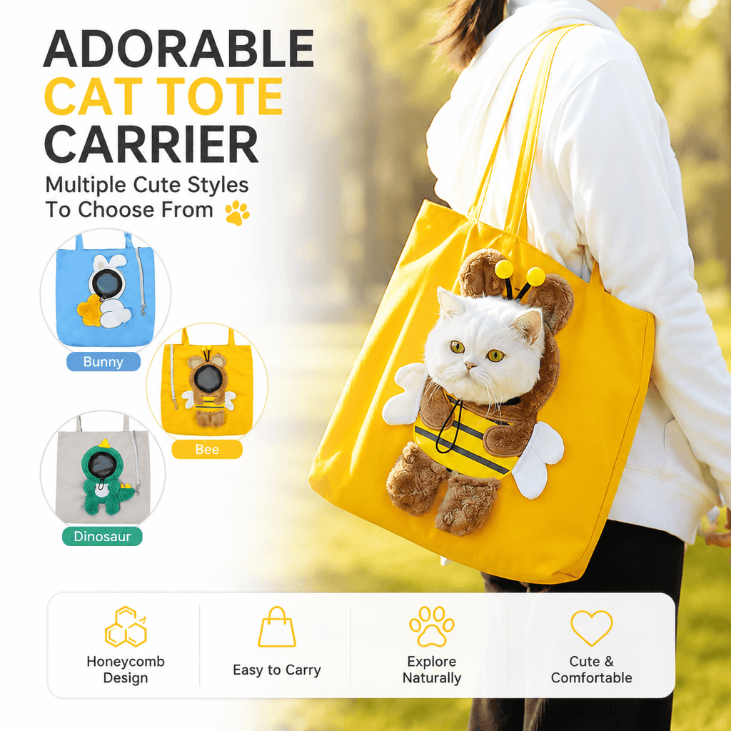 Cute Character Pet Carrier Tote Bag – Canvas Shoulder Bag for Cats & Small Dogs