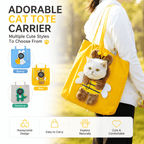 Cute Character Pet Carrier Tote Bag – Canvas Shoulder Bag for Cats & Small Dogs