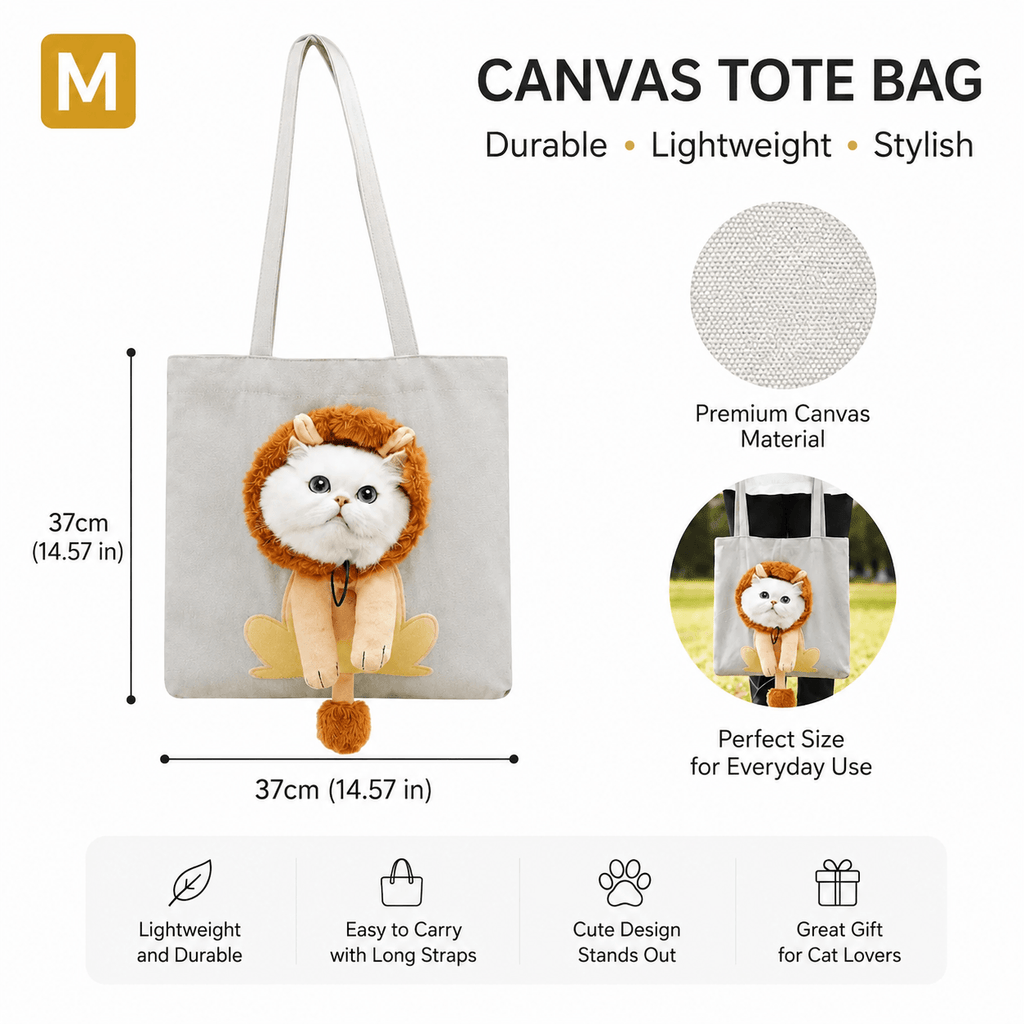 Cute Character Pet Carrier Tote Bag – Canvas Shoulder Bag for Cats & Small Dogs